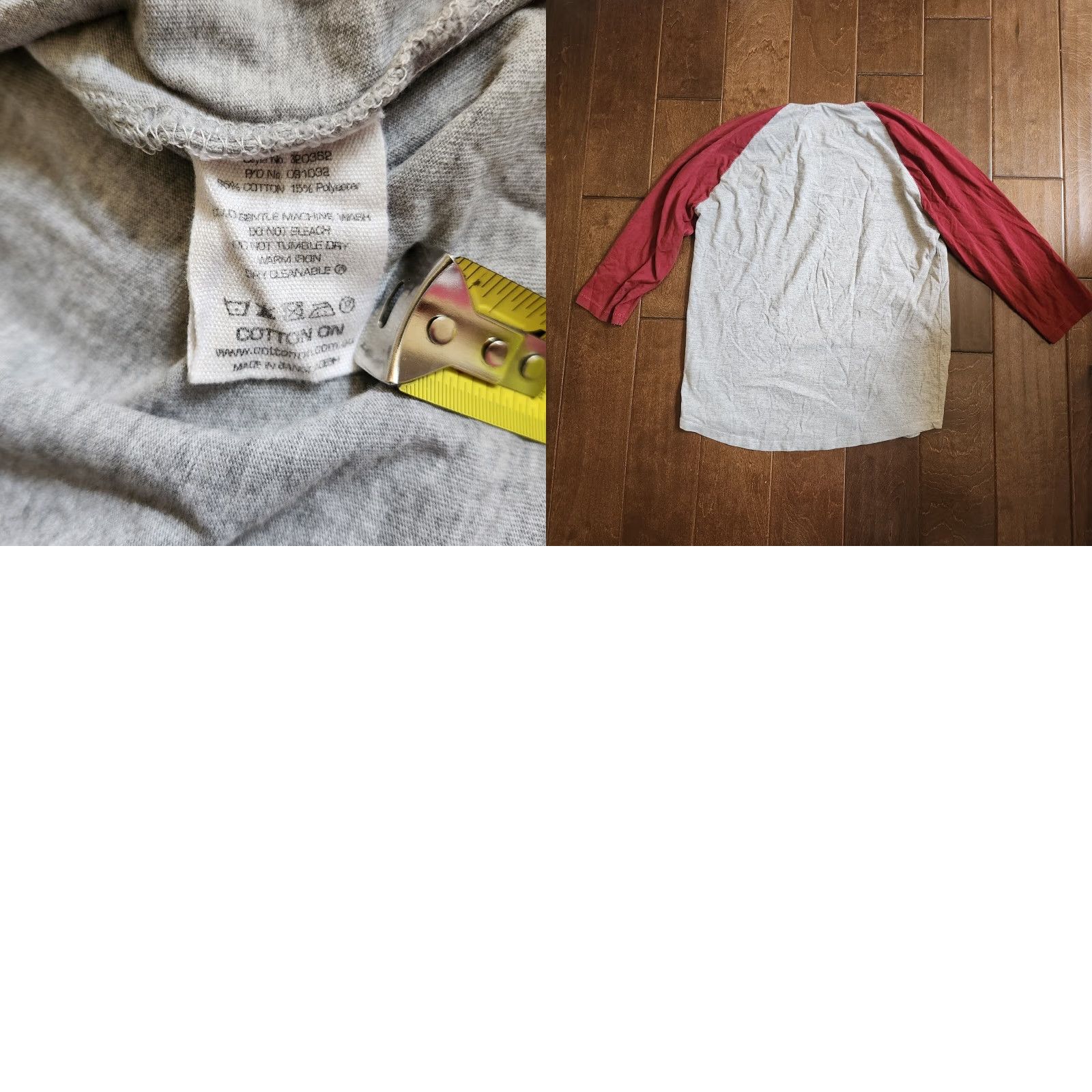 Cotton On Cotton On T-Shirt Women 3/4 Sleeve Striped Crew Neck Red Gray XS? Actually size S Multicolor. Size S / US 4 / IT 40 - 9 Thumbnail