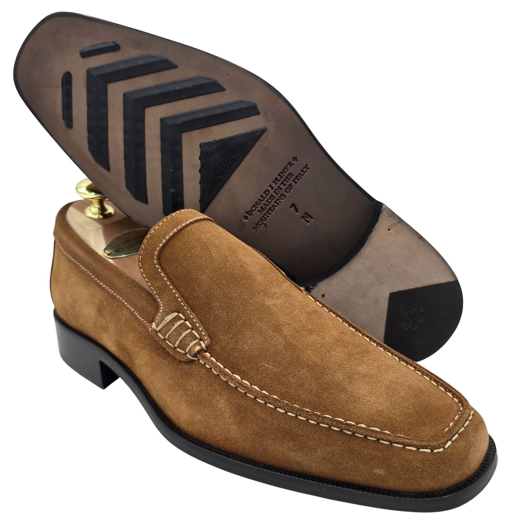 Donald Pliner NEW Donald J. Pliner Italy Camel Tan Sport Suede Loafers 7M Size US 7 / EU 40 - 10 Thumbnail