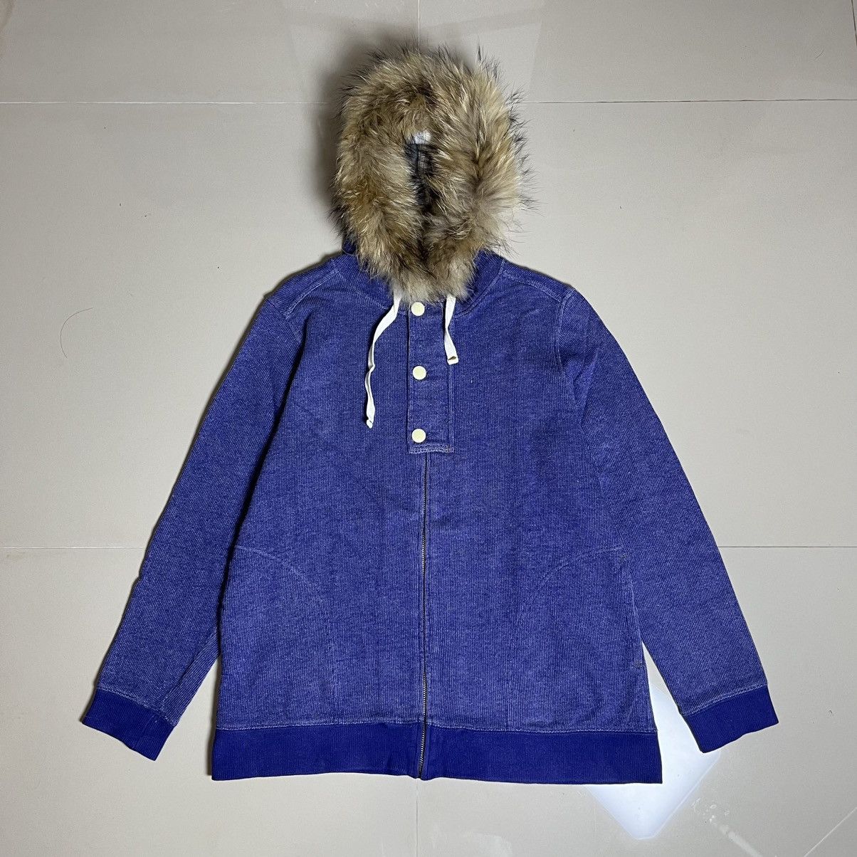 If Six Was Nine Northern Truck Japan Faux Fur Denim Hoodie Jacket Size US L / EU 52-54 / 3 - 1 Thumbnail