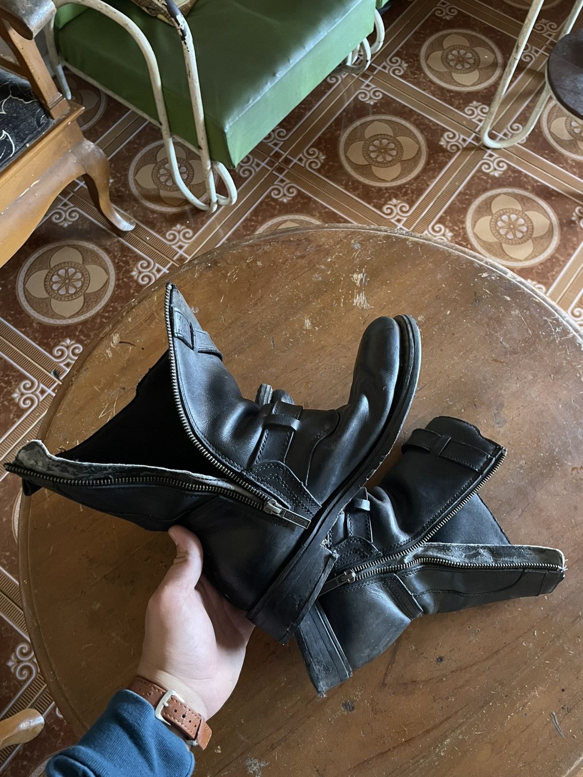 Harley Davidson × Leather × Vintage Harley Davidson Leather Upper Balance motor cycles Size US 8 / EU 41 - 9 Thumbnail
