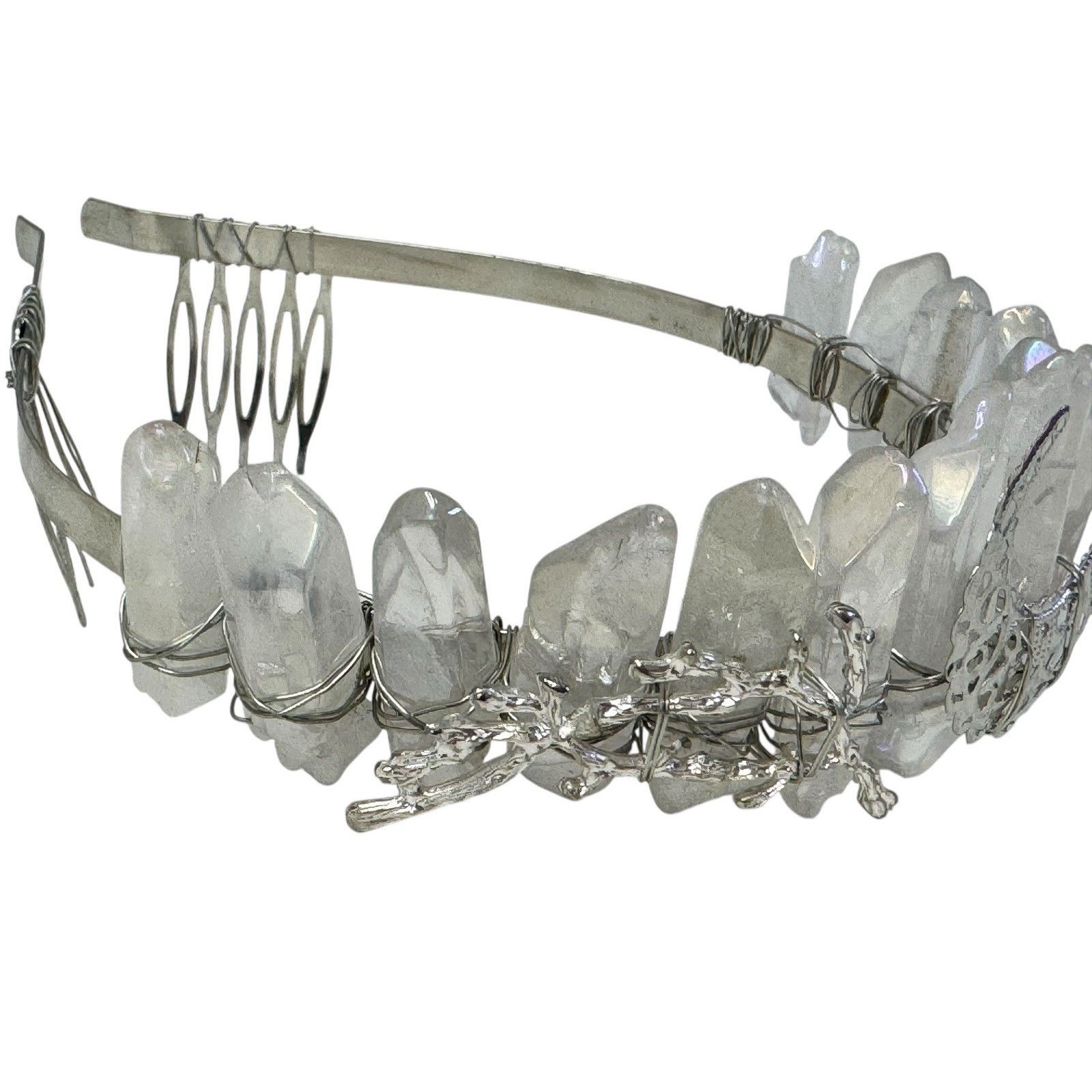 Other Aura Natural Raw Quartz Angel Crystal Goddess Tiara Crown Size ONE SIZE - 6 Thumbnail