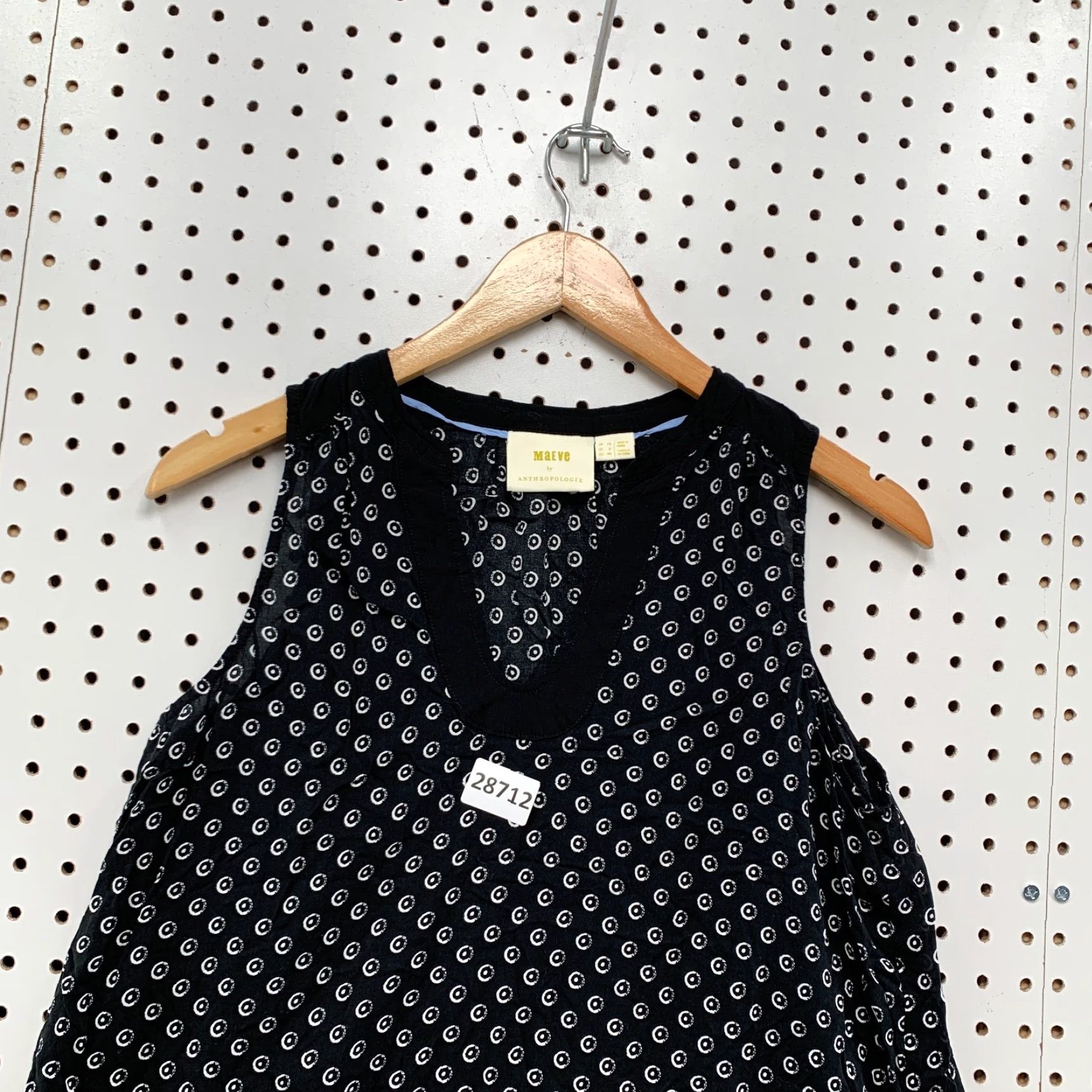 Vintage VINTAGE Anthropologie Maeve Tank Top Women Size 8 Sleeveless V-Neck Polka Dot Black White 17x22 Size M / US 6-8 / IT 42-44 - 5 Thumbnail