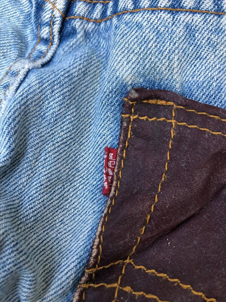 Levi's Vintage Thrashed Levi's Leather Pocket Ripped Jeans Size US 33 - 14 Thumbnail