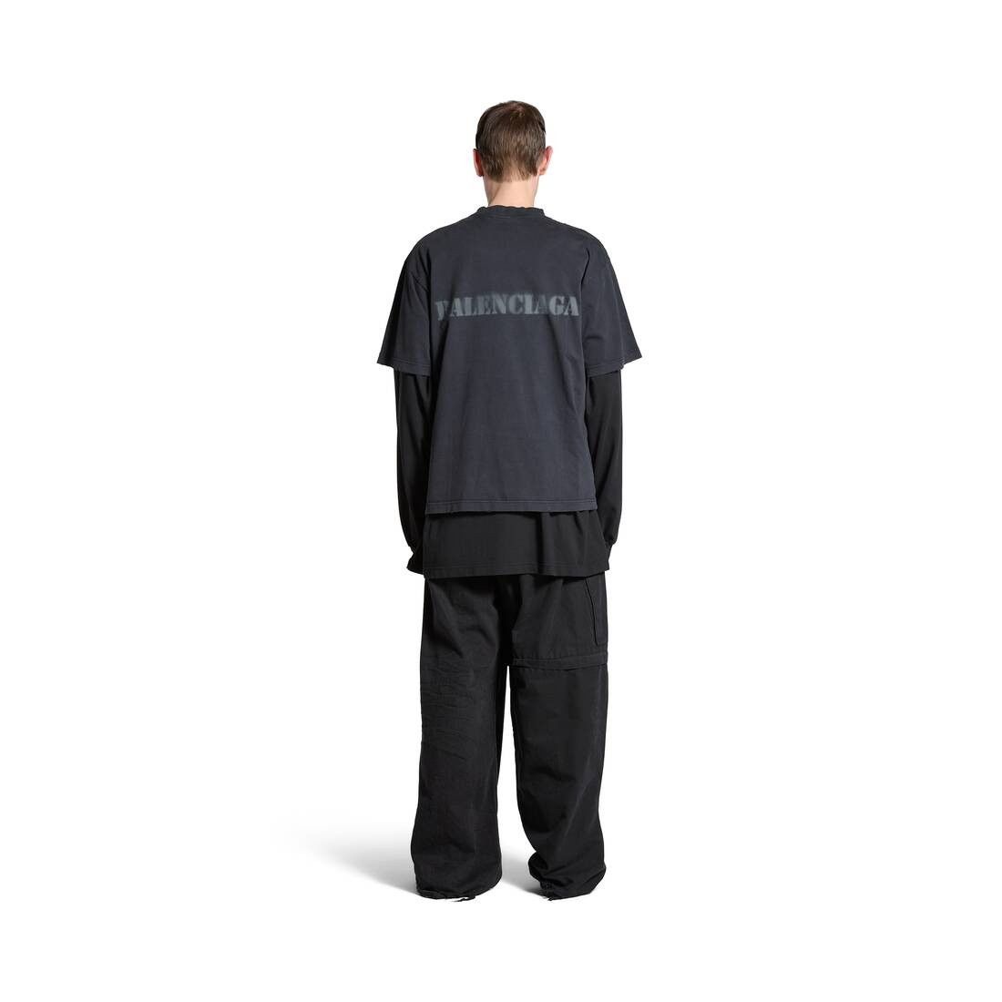 Balenciaga o1w1db10525 Stencil Type T-Shirt Medium Fit in Black Size US XXS / EU 40 - 4 Thumbnail