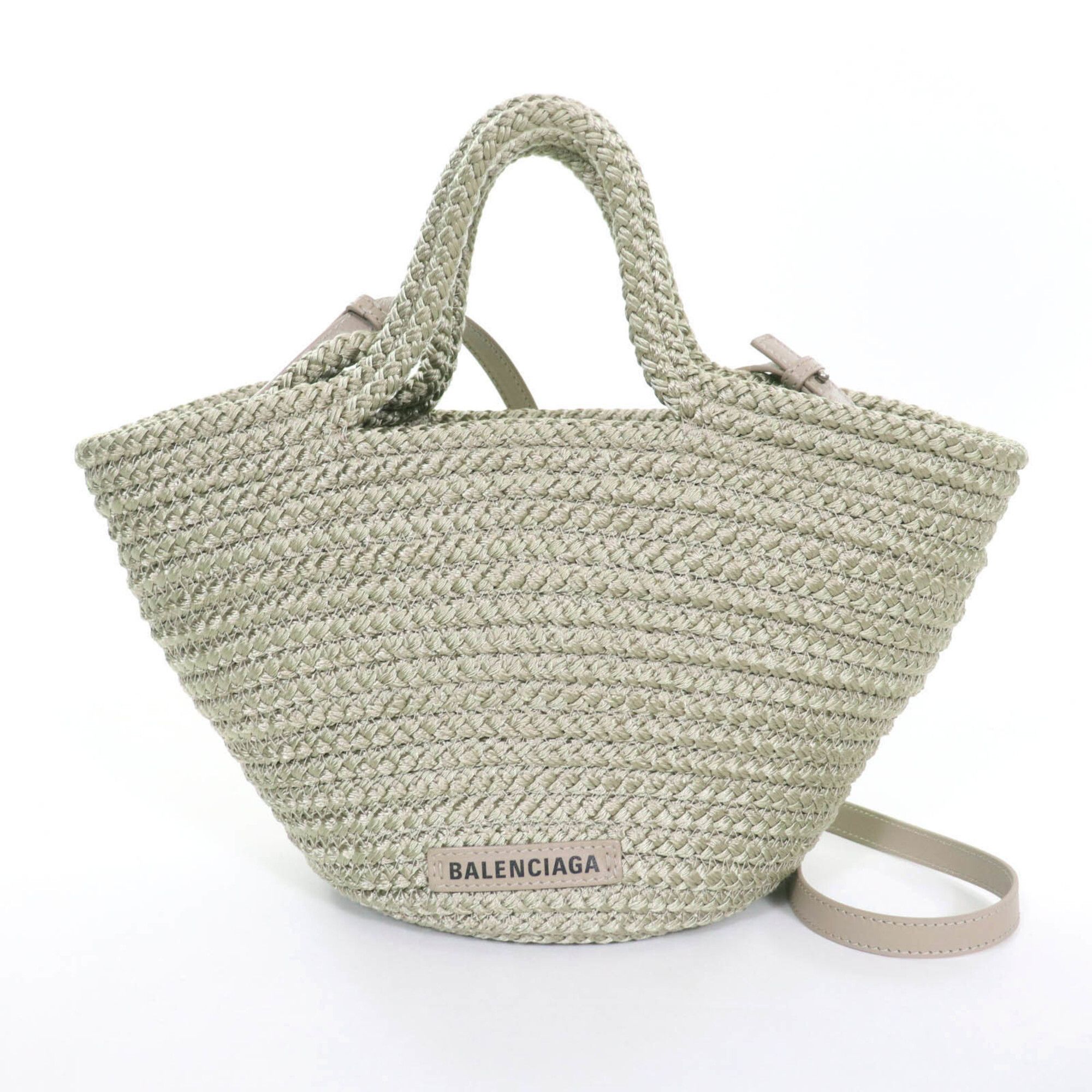 Balenciaga BALENCIAGA 695612 Ibiza Small Logo Patch 2-Way Basket Bag, Khaki, with Dust Made in Italy, Women's Size ONE SIZE - 1 Thumbnail