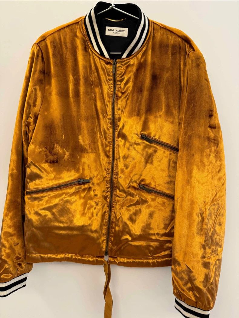 Yves Saint Laurent YSL Women's Silk Blend Bomber Jacket Size 42 Size US L / EU 52-54 / 3 - 1 Thumbnail