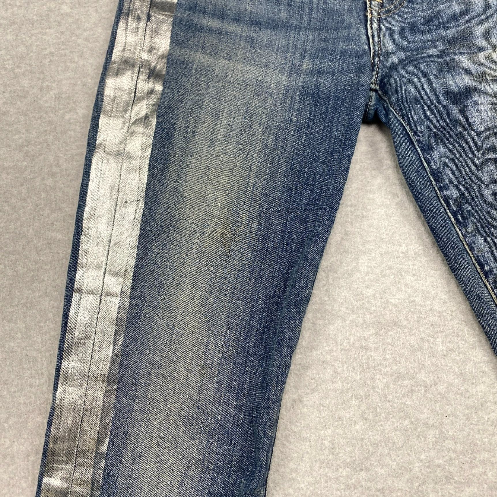 Lucky Brand Lucky Brand Lolita Skinny Jeans Womens 00 / 24 Blue Mid Rise Silver Side Stripe Denim 5-Pocket Stretch Distressed Modern Female Jeans Size 24" / US 00 / IT 34 - 5 Thumbnail