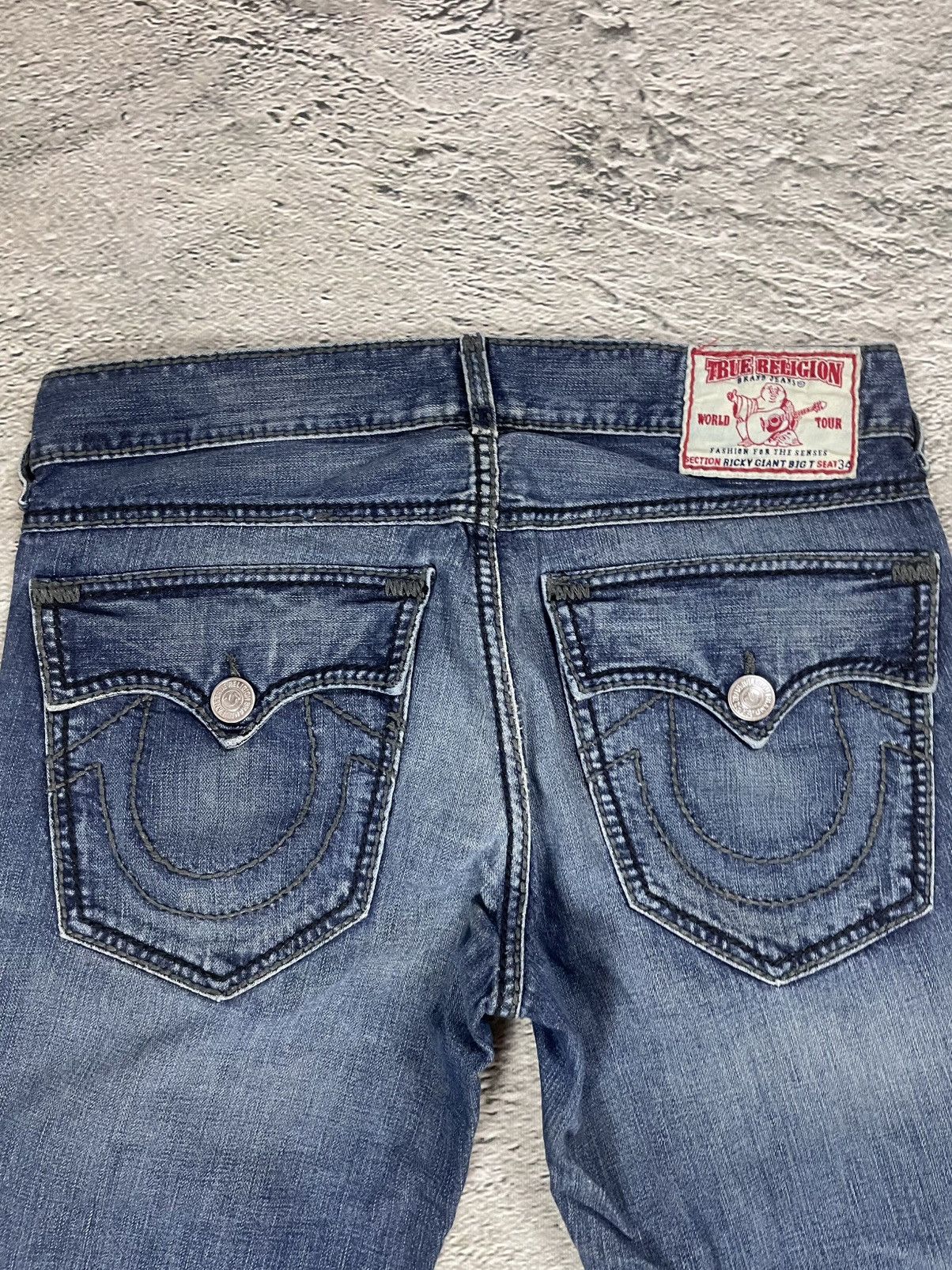 True Religion vintage blue jeans Ricky thick stitching Y2K