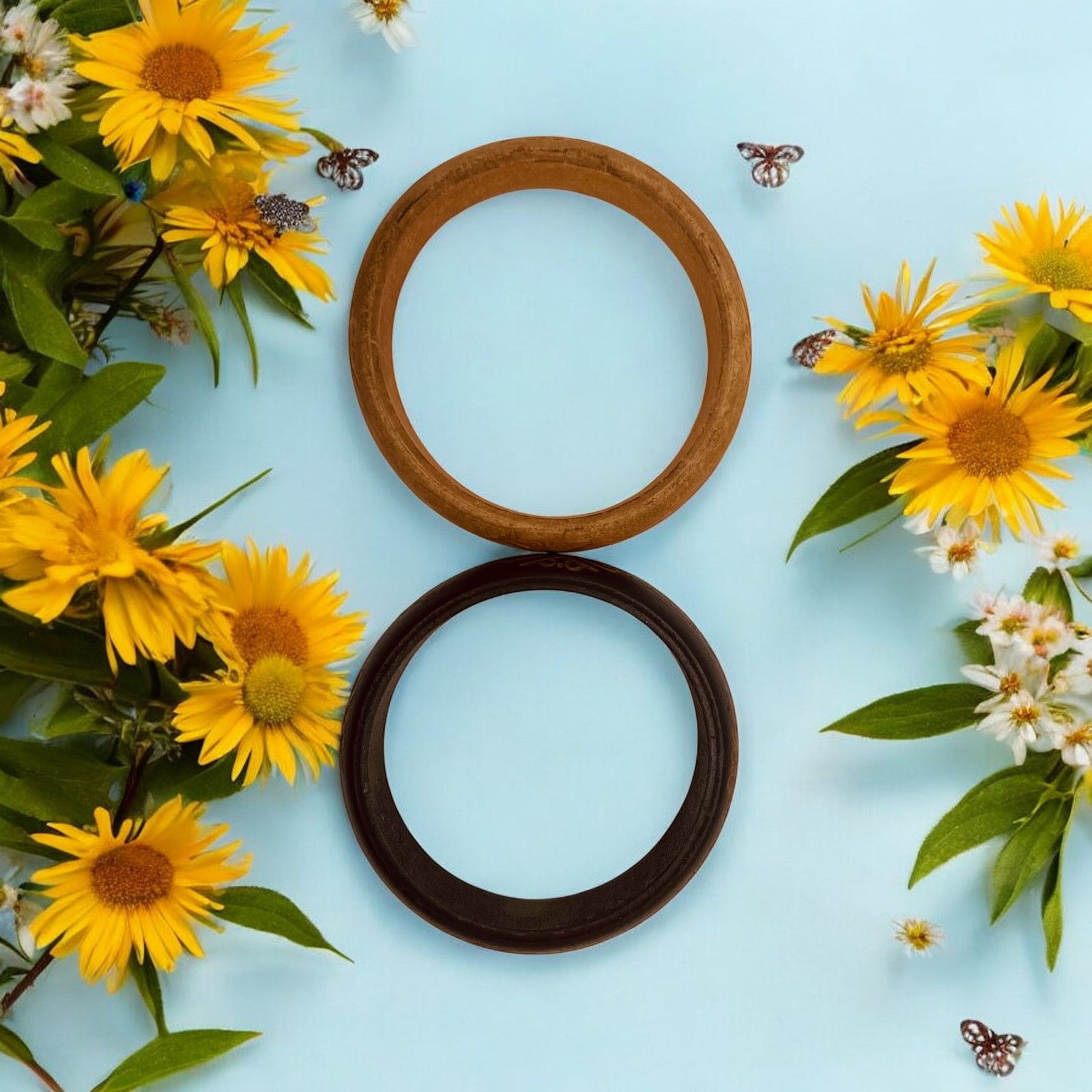 Vintage Vintage Wood Bangle Set-Bracelet 60s-Boho-Hippie-Etched Size ONE SIZE - 3 Thumbnail