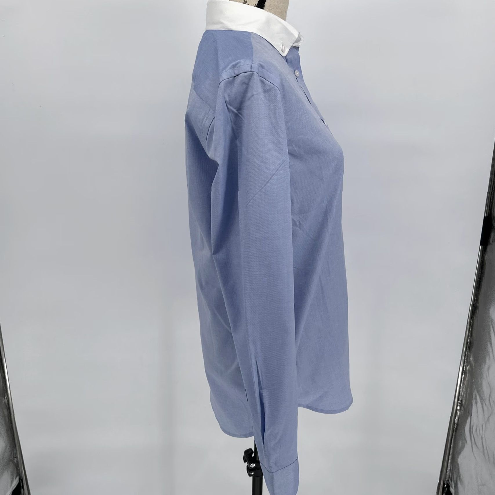 Coach Coach Shirt Womens 8 Blue White Chambray Contrast Collar Button Front Cotton Size M / US 6-8 / IT 42-44 - 5 Thumbnail