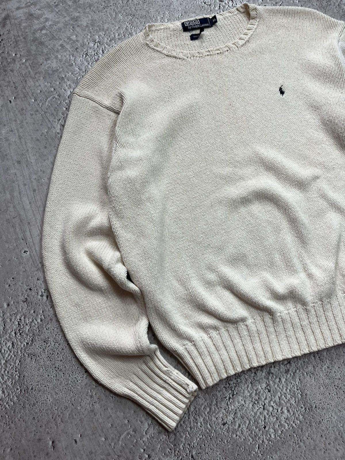 Polo Ralph Lauren Vintage Polo Ralph Lauren Men’s Knit Sweater XL Cream Cotton Size US XL / EU 56 / 4 - 3 Thumbnail