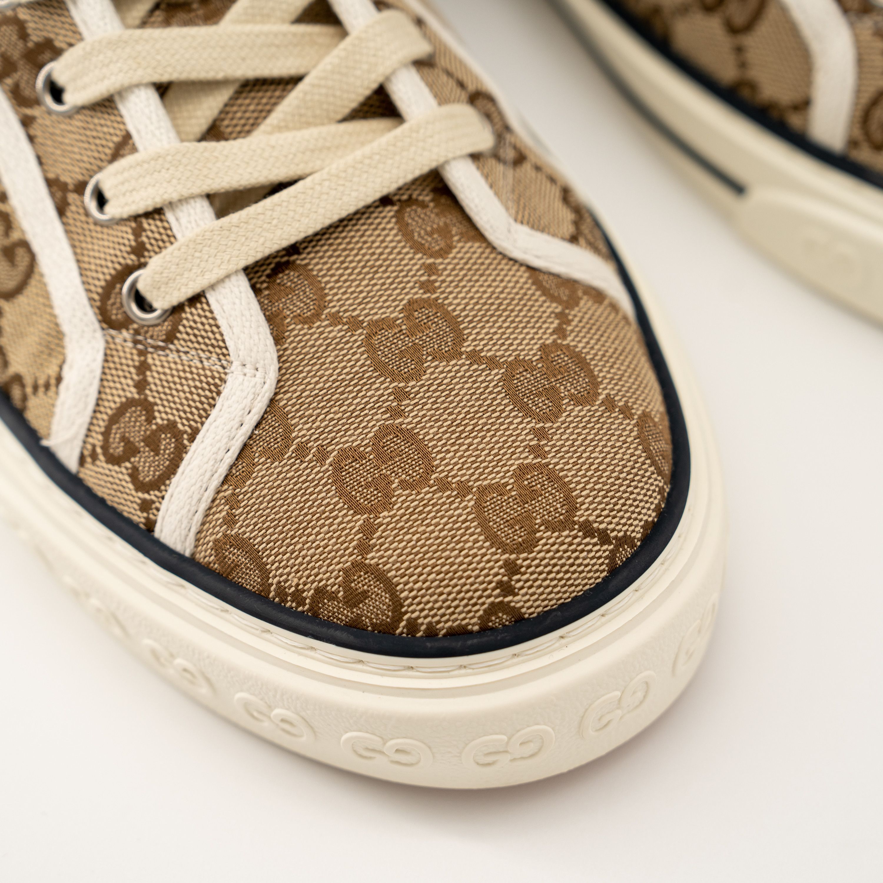 Gucci 13G 13.5 US Gucci GG Canvas Tennis 1977 Beige Hight Top Size US 14 / EU 47 - 7 Thumbnail