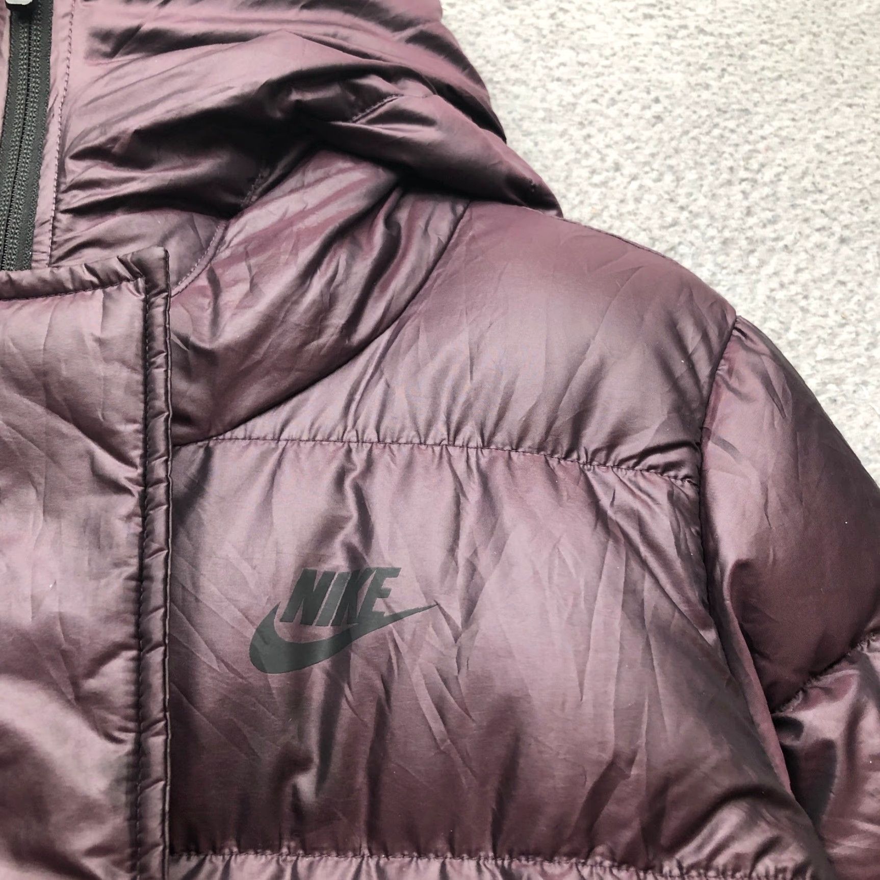 Nike Nike Sportswear Puffer Jacket Womens Large L Hooded Zip Purple Down Fill Swoosh Size L / US 10 / IT 46 - 7 Thumbnail