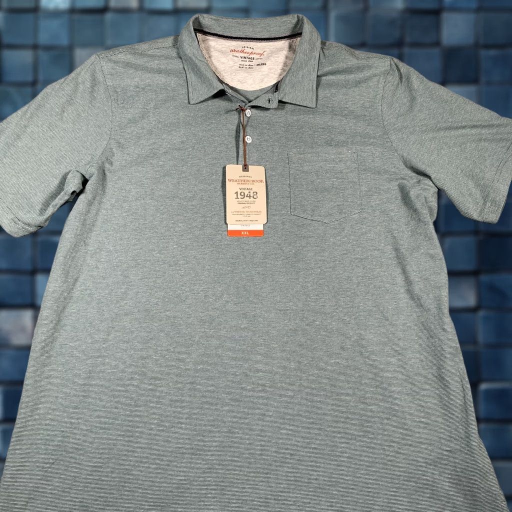 Weatherproof VINTAGE Weatherproof Polo Shirt Mens 2XL Green Heather Cotton Polyester Pocket Short Sleeve Casual 1948 Size US XXL / EU 58 / 5 - 1 Thumbnail