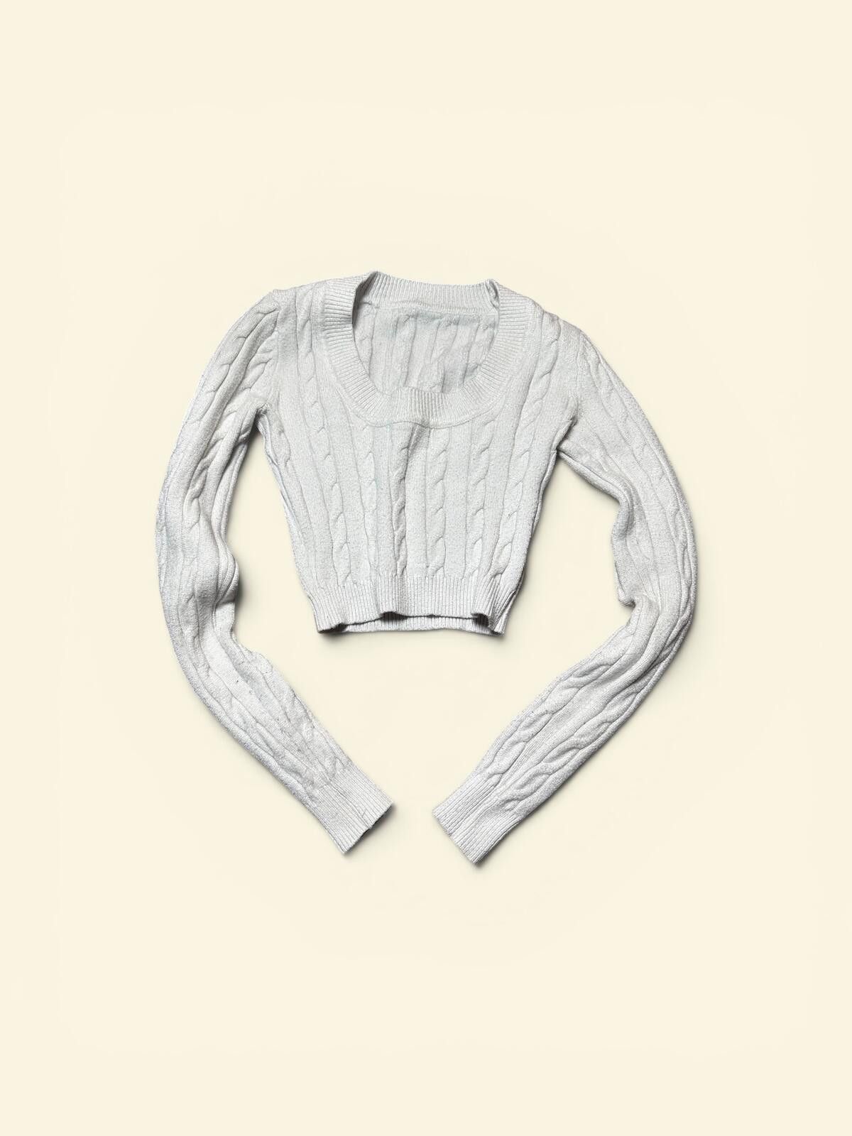 Unknown London Cropped Cable Knit Sweater - Off White Size XS Size XS / US 0-2 / IT 36-38 - 1 Preview
