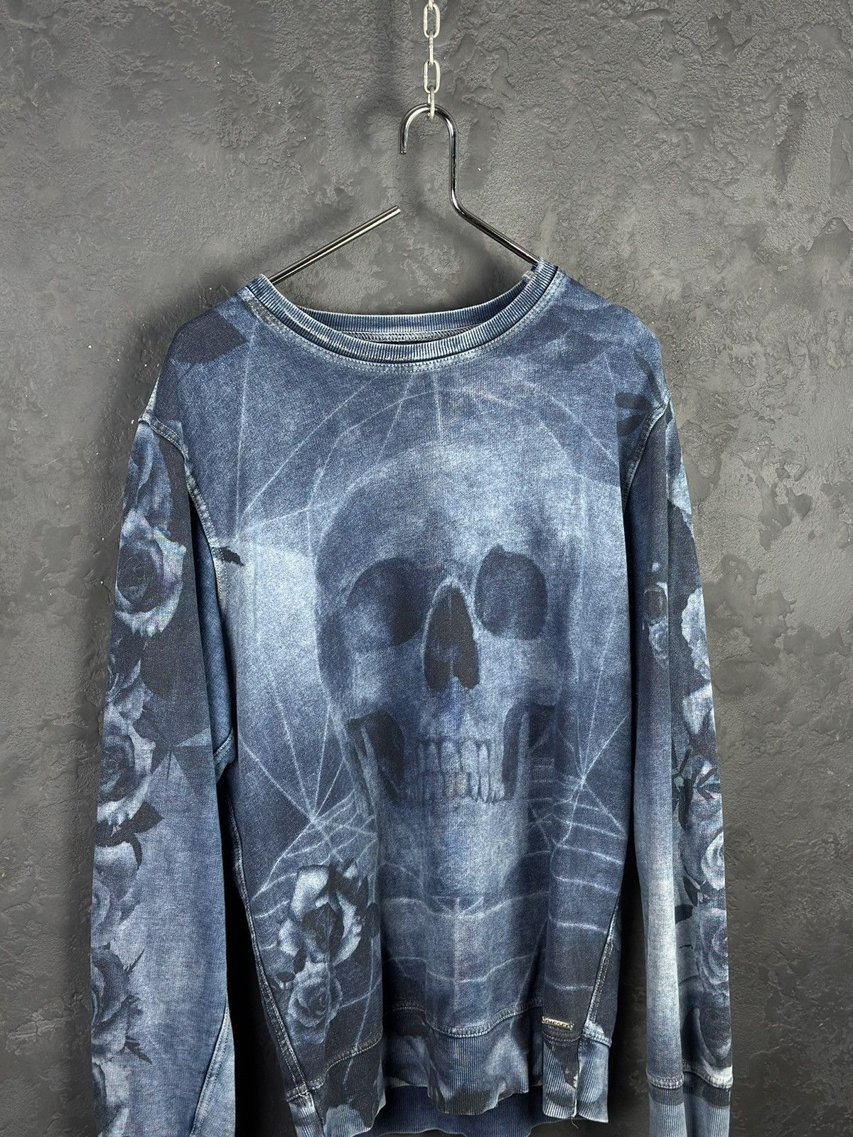 Diesel × Vintage Diesel Big Skull Print Blue Sweatshirt Size US L / EU 52-54 / 3 - 2 Thumbnail
