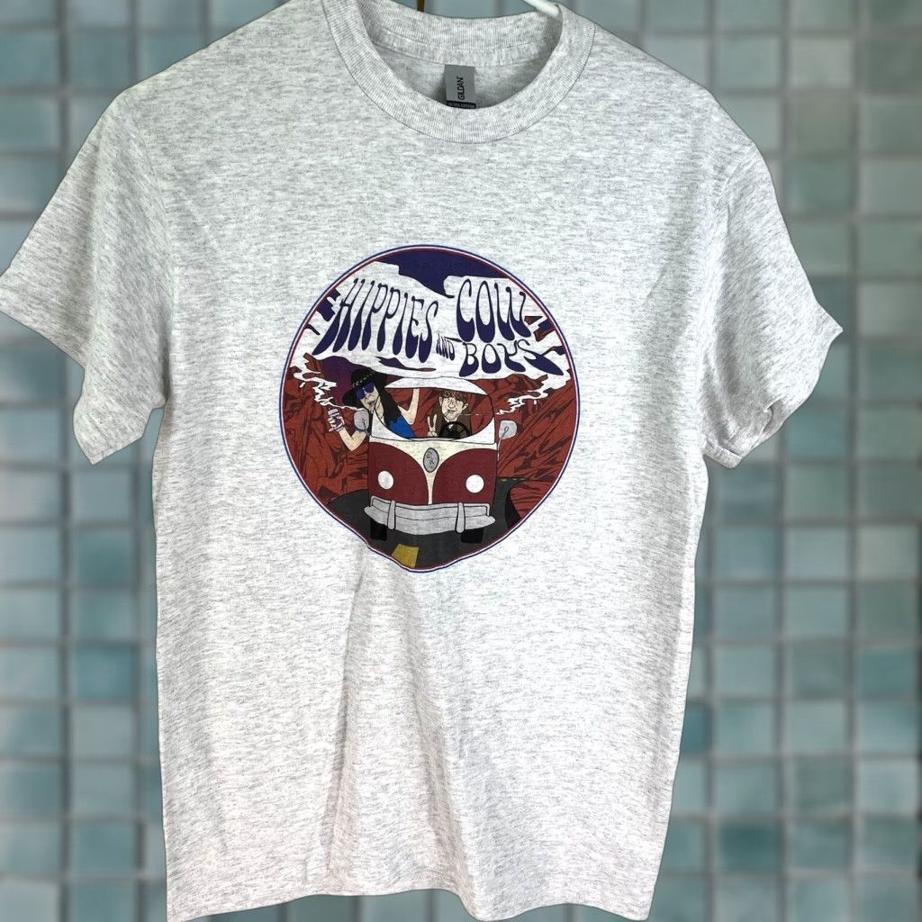 Gildan Hippies & Cowboys Graphic T Shirt Men's Size Small Gray Short Sleeve Size US S / EU 44-46 / 1 - 1 Thumbnail