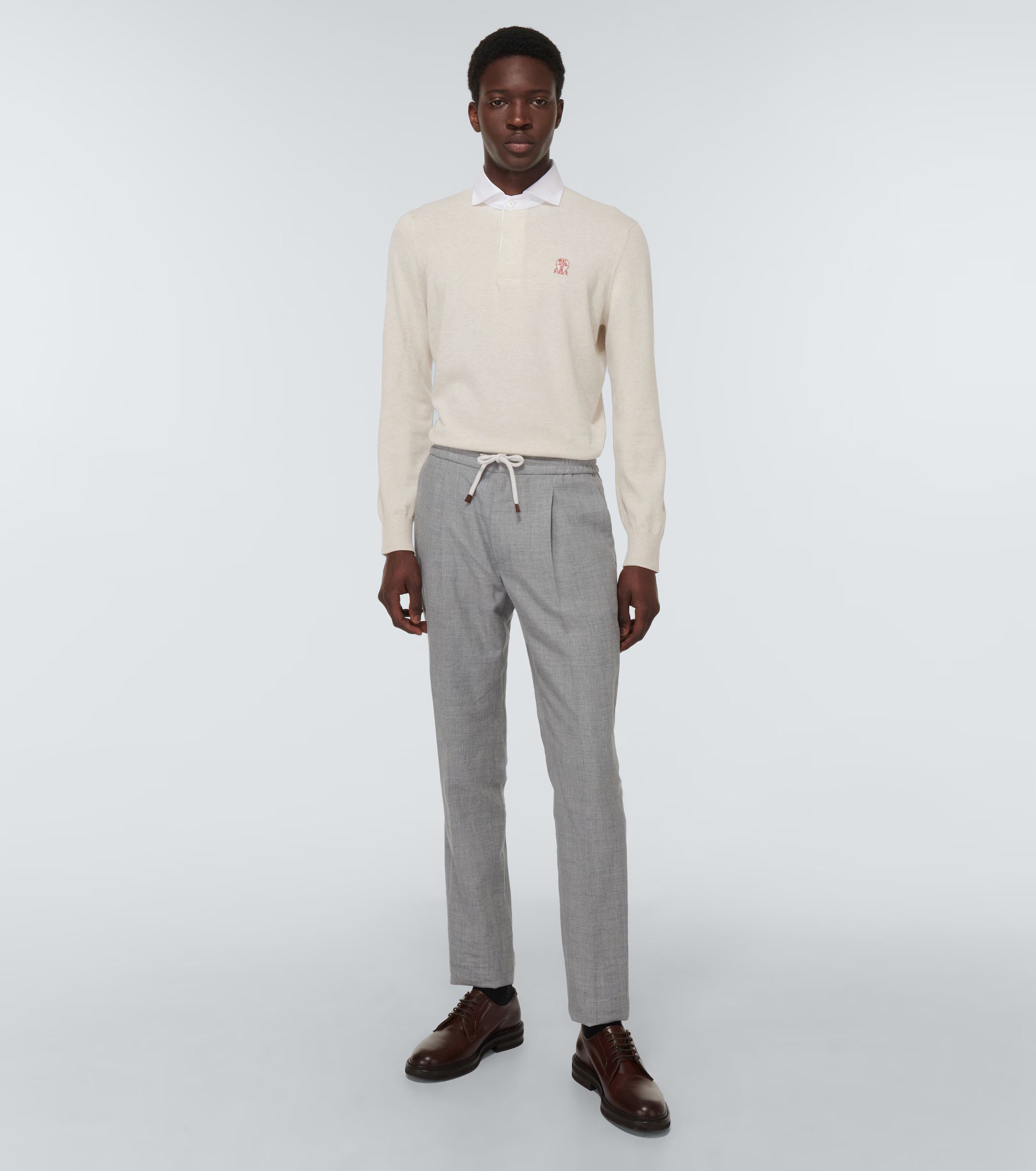Brunello Cucinelli o1mle0624 Polo Shirt in Cream Size US XXL / EU 58 / 5 - 2 Thumbnail