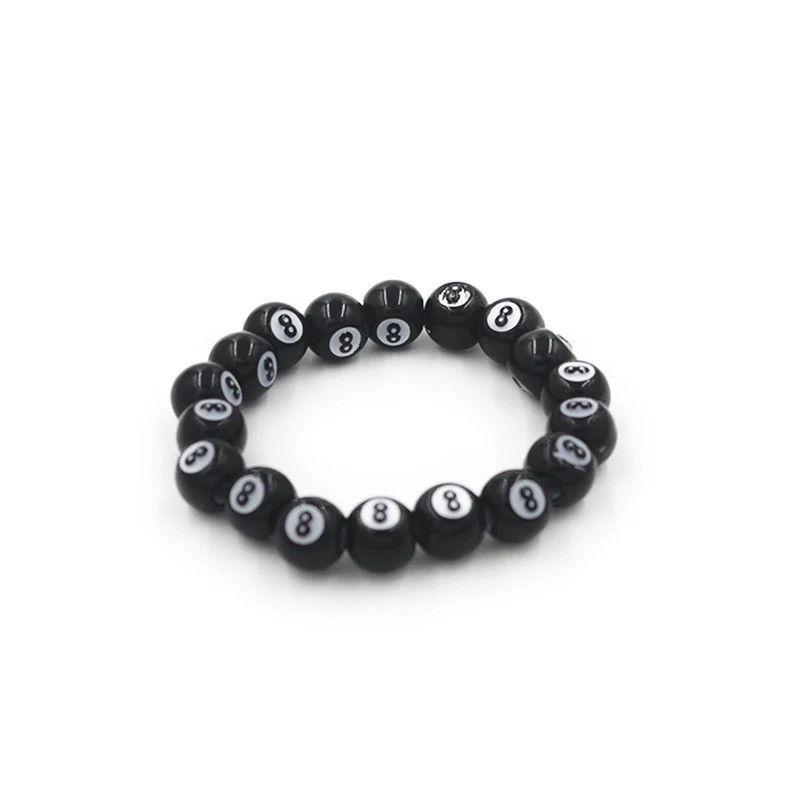 Jewelry Black Ball 8 Dice Bracelet Billiards Number Eight Size ONE SIZE - 4 Thumbnail