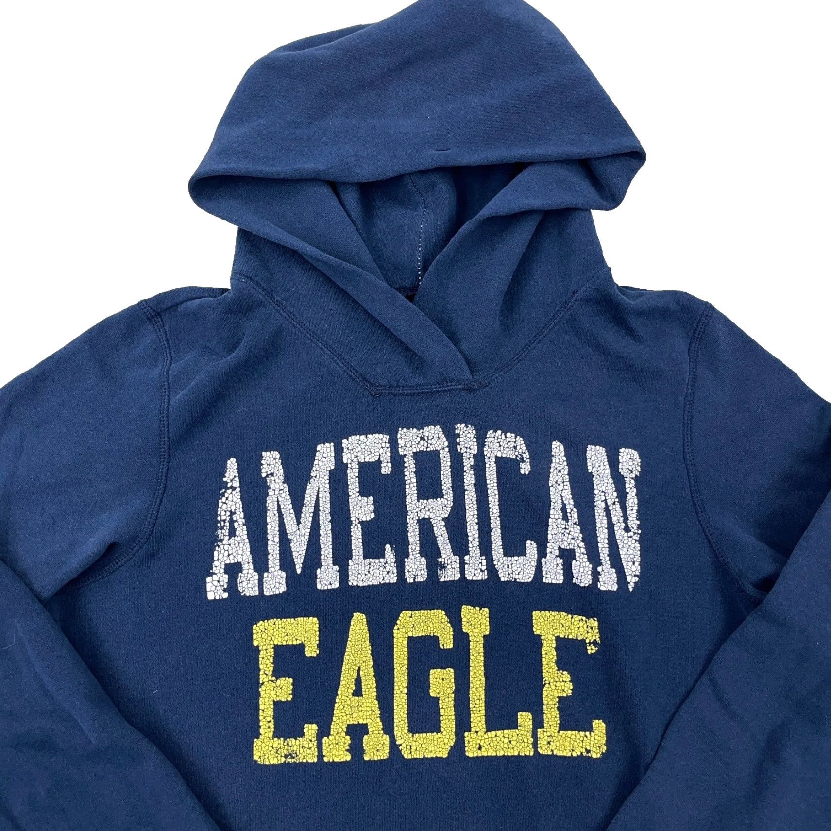 American Eagle Outfitters VINTAGE American Eagle Hoodie Women L Blue Faded Worn Spell Out AEO 77 Logo Zipper Hooded Pockets Pullover All Seasons Modern Preppy 90s Mens Womens Size L / US 10 / IT 46 - 2 Thumbnail