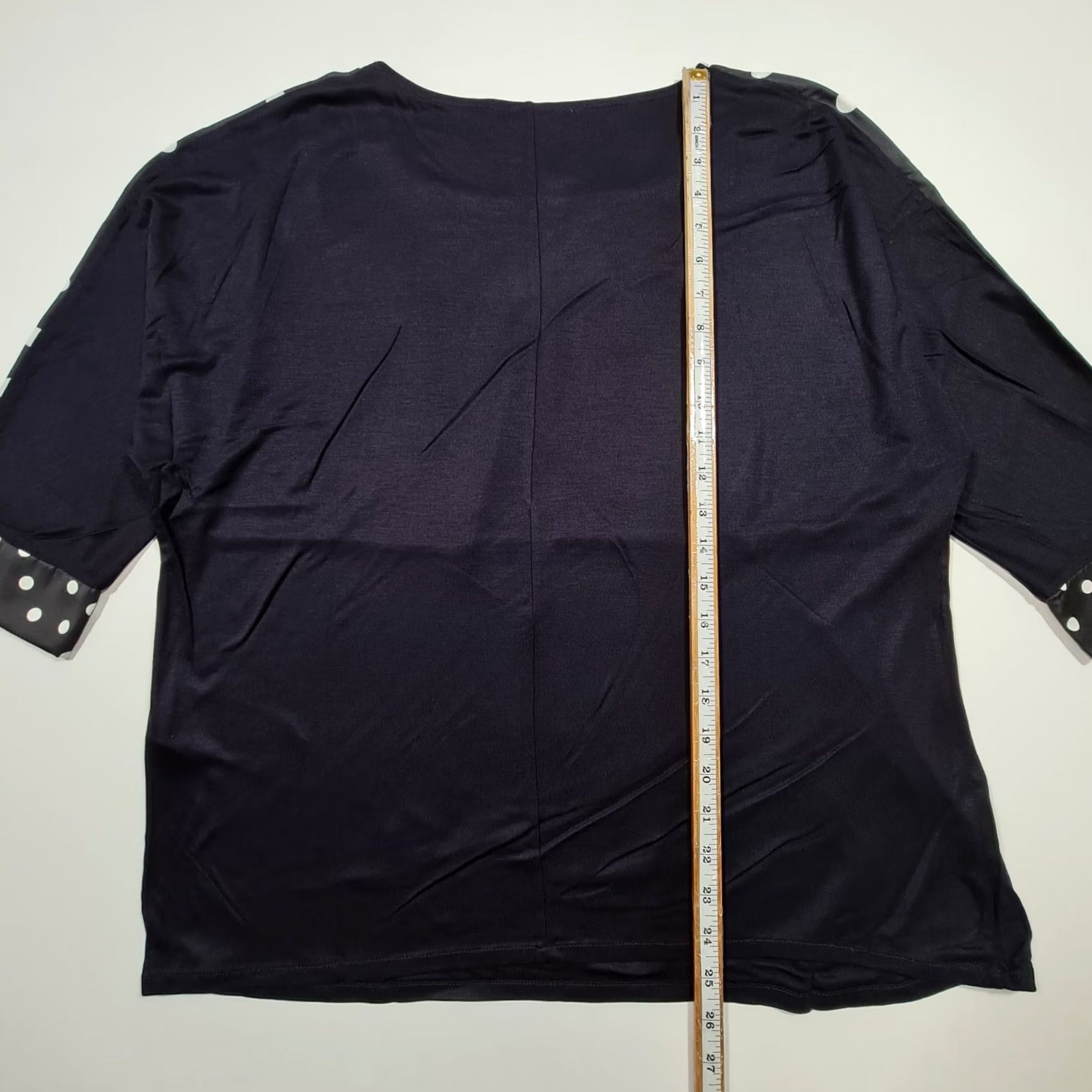 CO Betty & Co Womens T Shirt Navy Blue Polka Dot 3/4 Sleeve Top Large Size L / US 10 / IT 46 - 6 Thumbnail