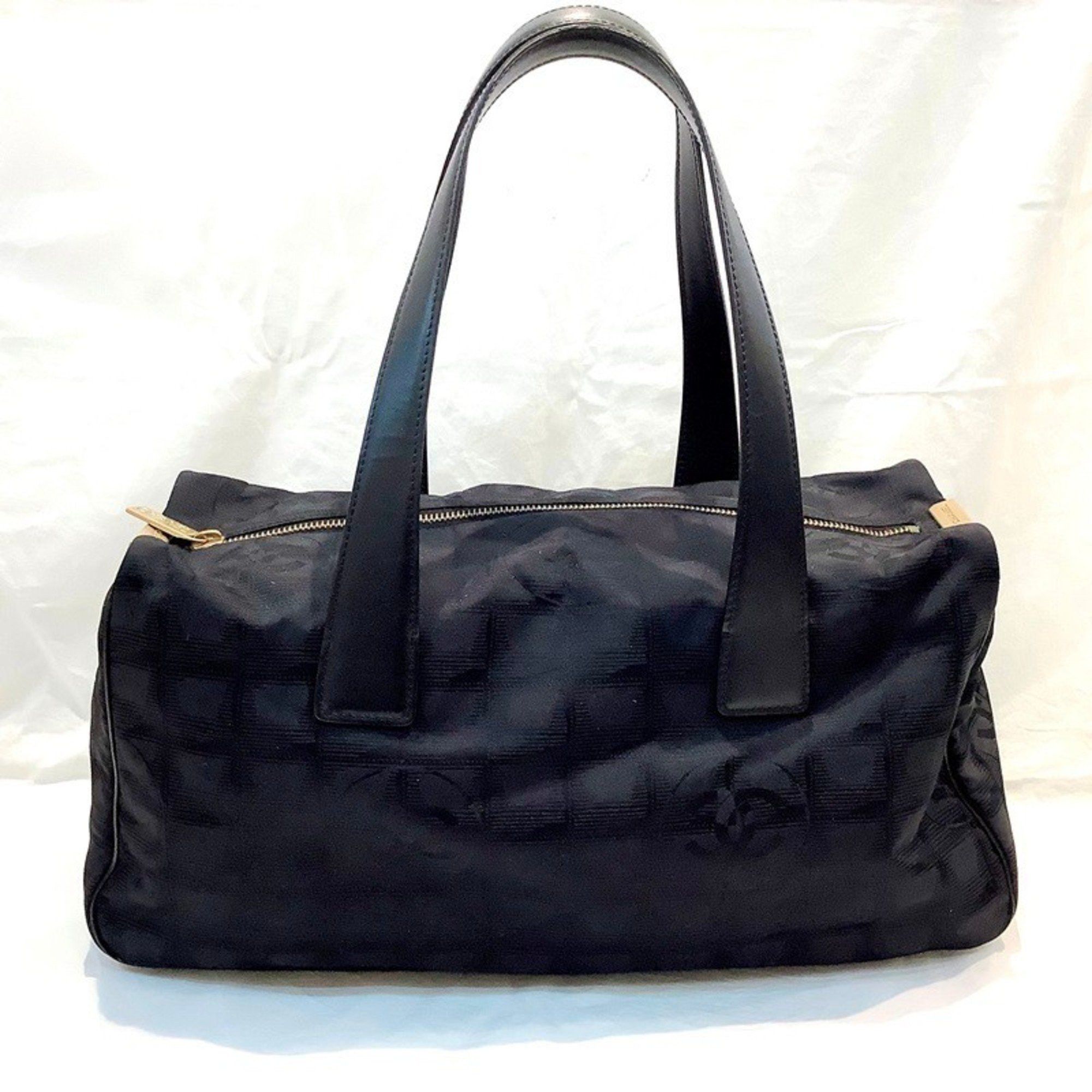 Chanel New Travel Line Slim Mini Boston Bag A23807 No.8 Tote Handbag Black No Card Kb-9646, Women's