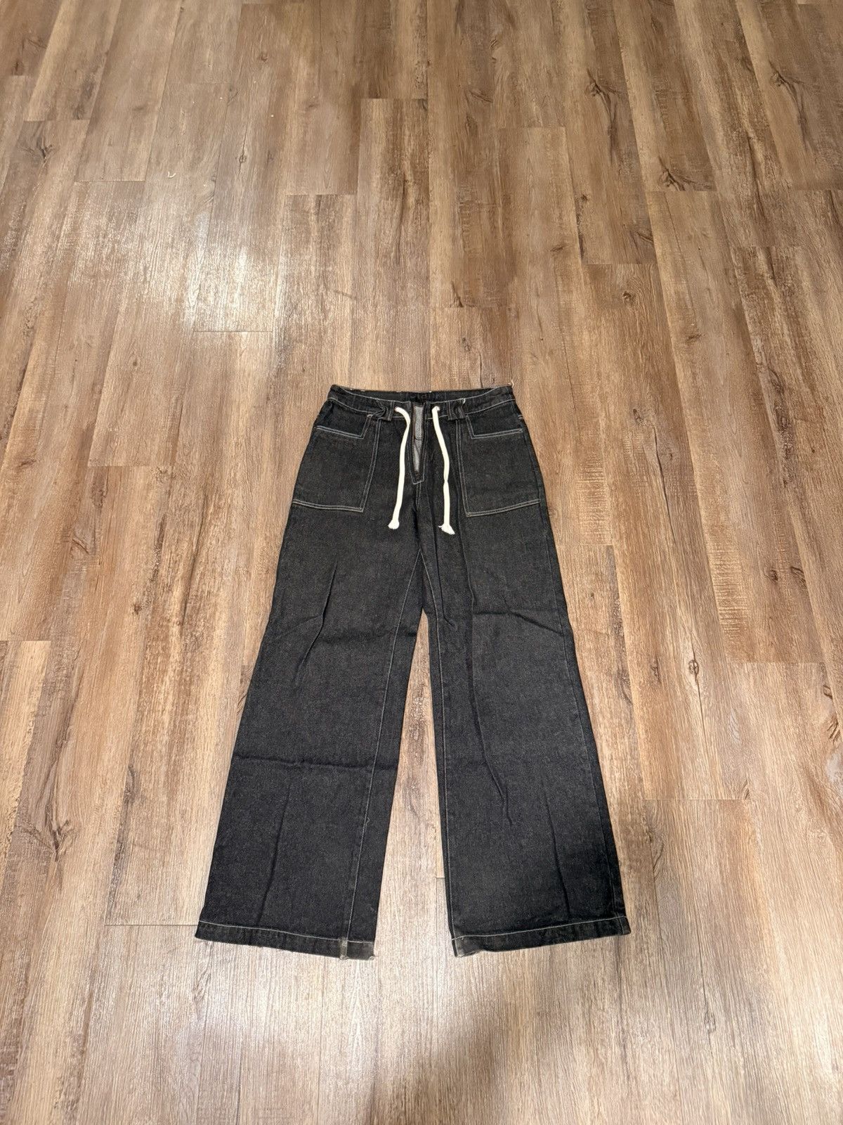 Other Blank Wide Leg Drawstring Jeans | Black Denim | 30x30 Size US 30 / EU 46 - 1 Thumbnail