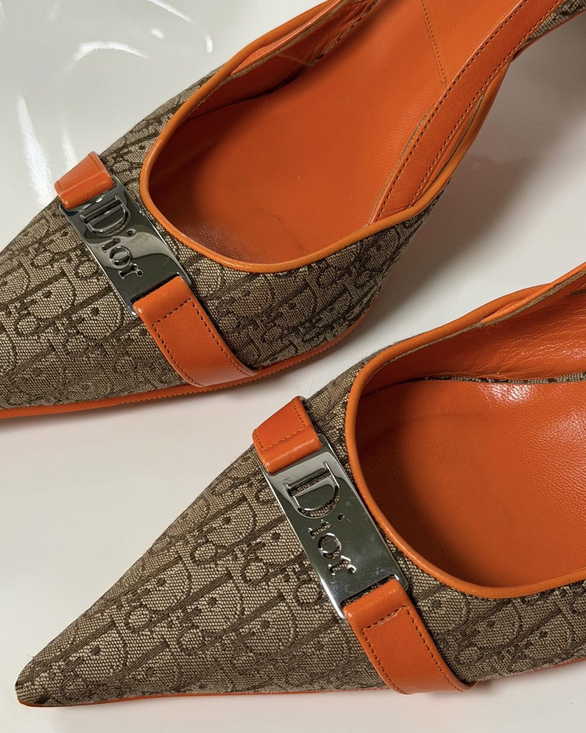 Dior CHRISTIAN DIOR 2005 Trotter Slingback Pumps with Logo Plate Size US 8 / IT 38 - 5 Thumbnail