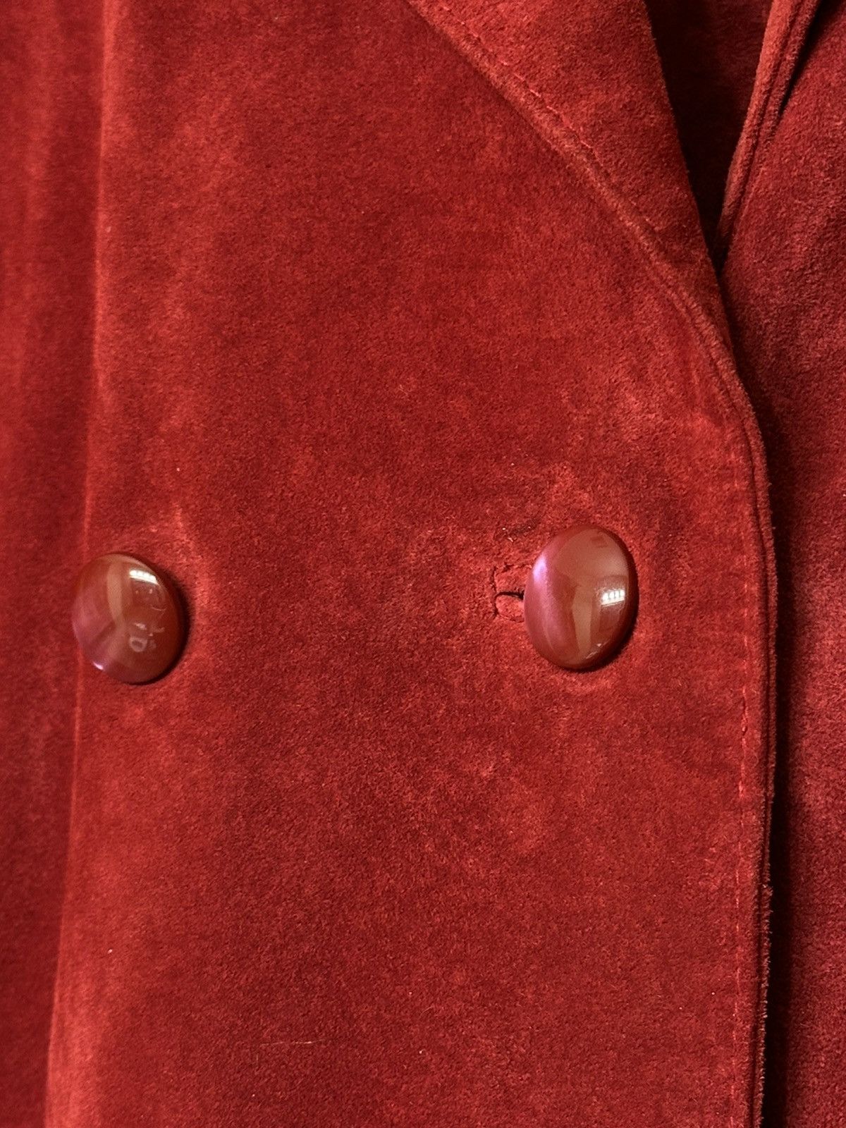 American Trench R2R Red Suede Trench Coat Winter Jacket Long Sleeve Size XL / US 12-14 / IT 48-50 - 5 Thumbnail