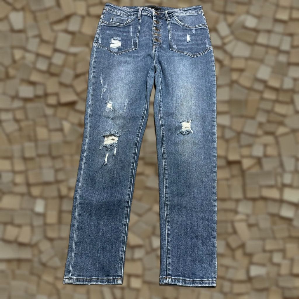 Vintage Los Angeles Risen Jeans Women 1XL Blue Denim Skinny Button Fly Jeans Size 40" / US 18 - 1 Thumbnail