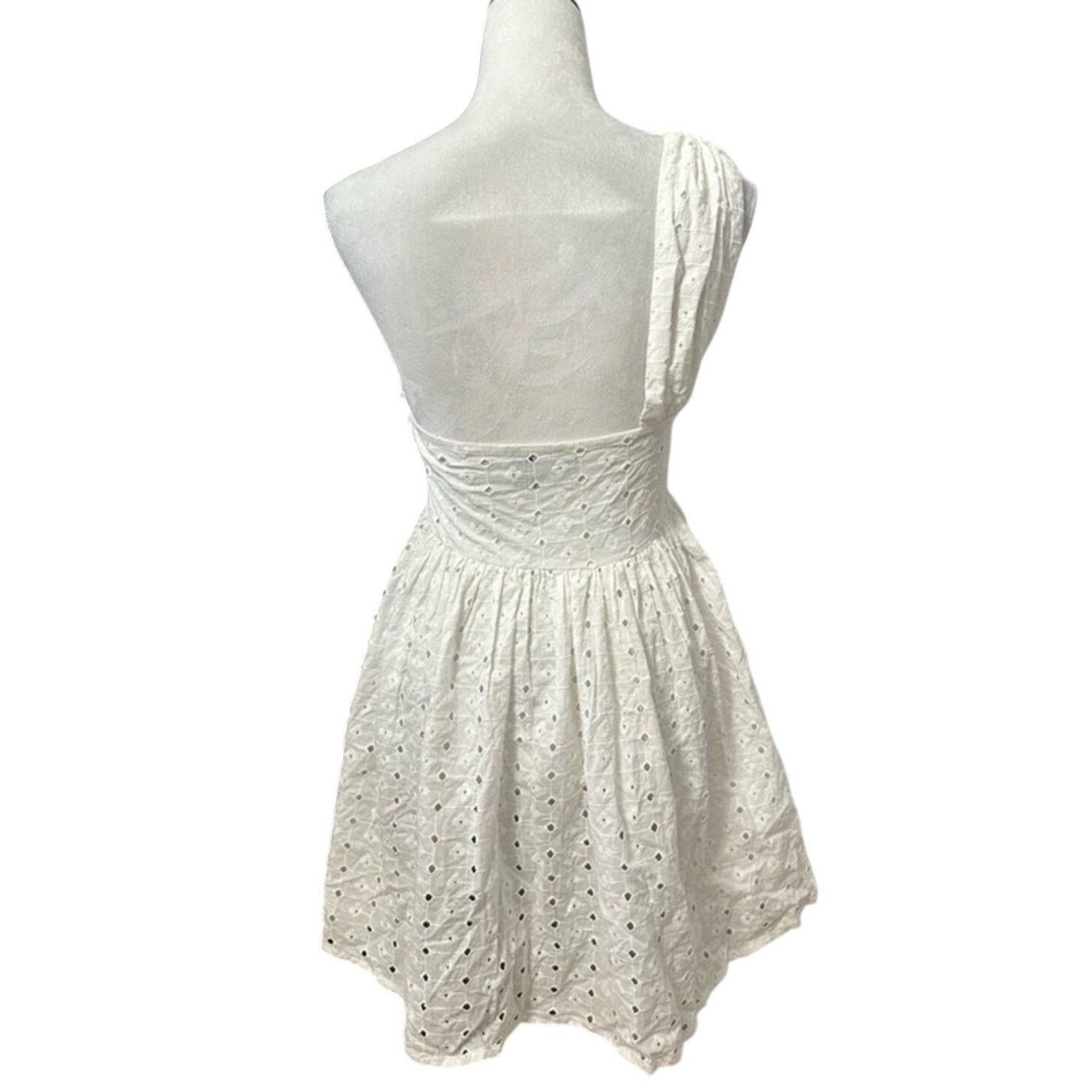 Asos ASOS Mini Dress Asymmetric One Shoulder Lace Ivory W 6 NWT Size M / US 6-8 / IT 42-44 - 5 Thumbnail
