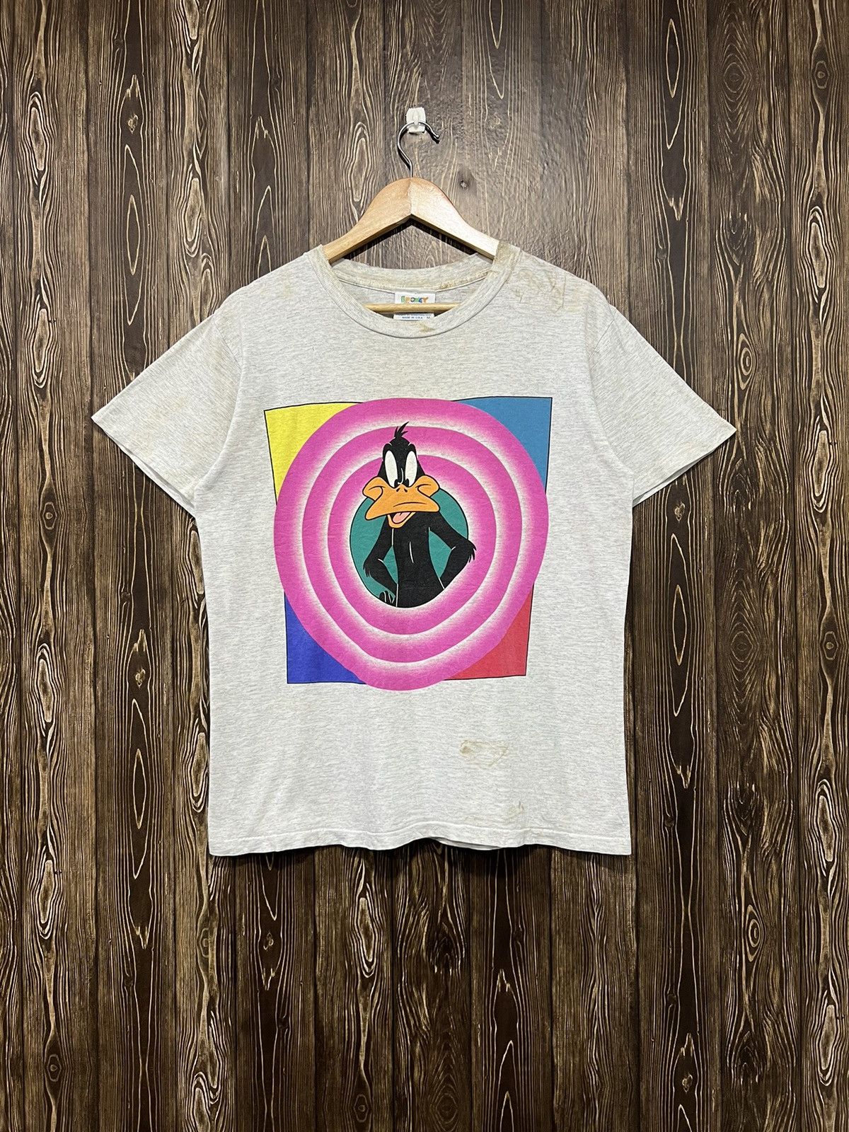 Vintage × Warner Bros Vintage 90s Distressed Daffy Duck Bullseye Mirror Tshirt Size US M / EU 48-50 / 2 - 1 Thumbnail