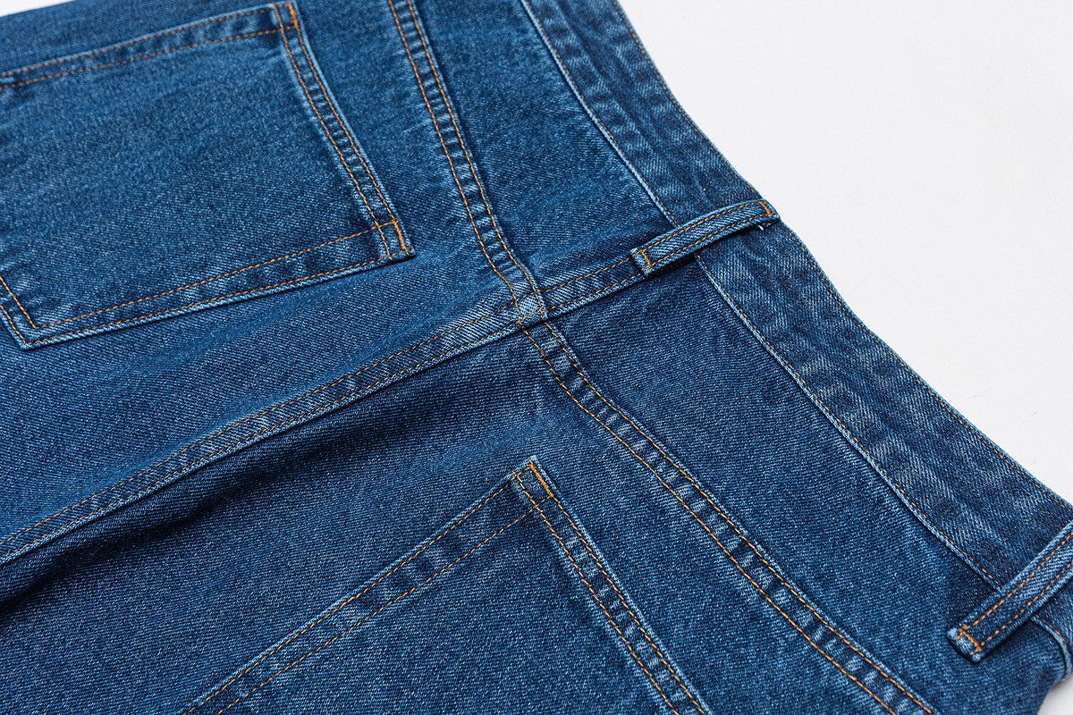 Jean Men's retro straight leg loose casual dark blue jeans Size US 32 / EU 48 - 4 Thumbnail