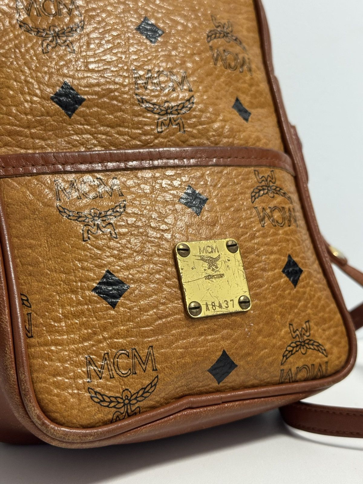 MCM MCM Visetos Shoulder Bag Crossbody Bag Brown Logo Leather Size ONE SIZE - 12 Thumbnail