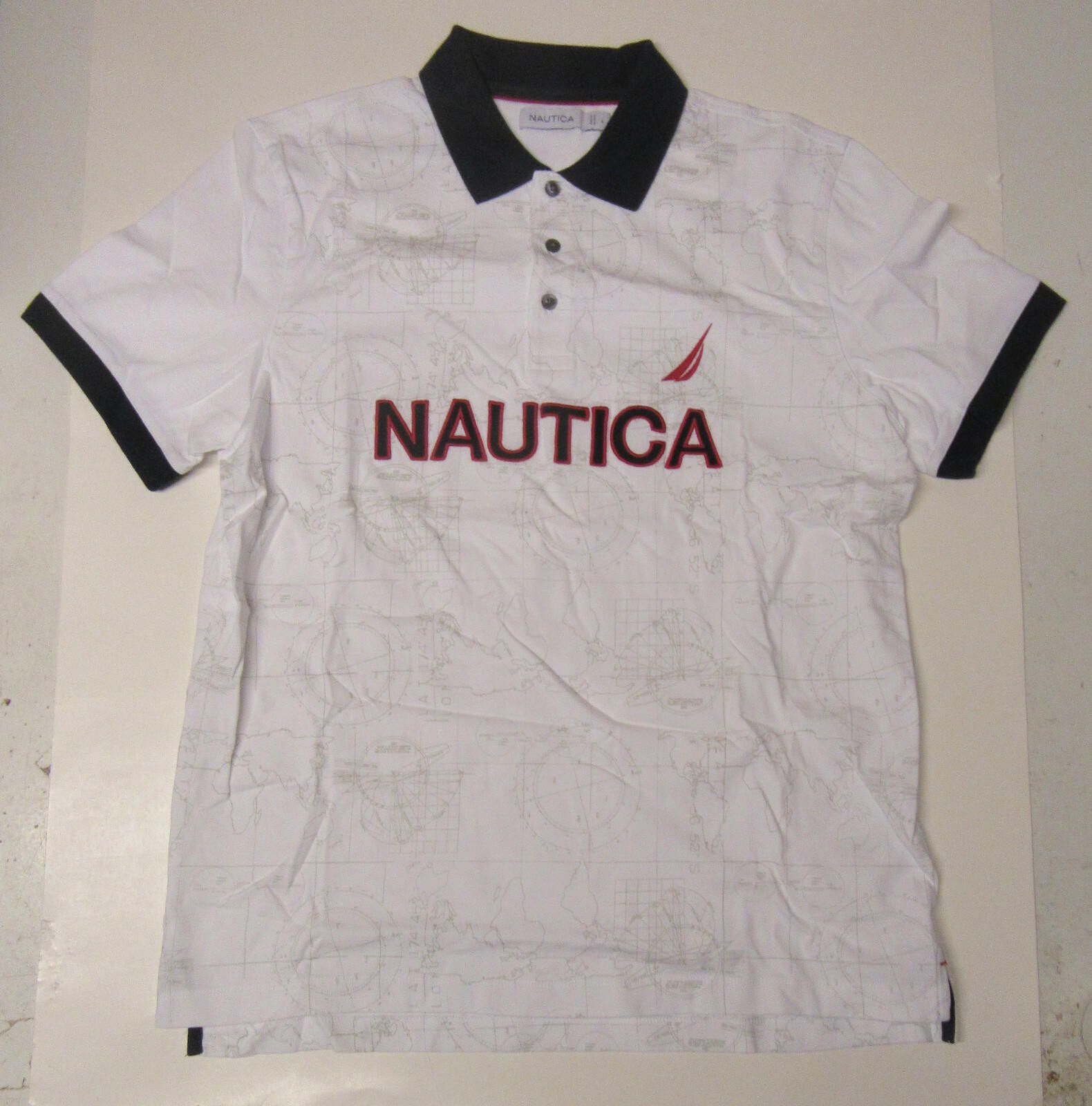 Nautica Nautica Mens Nautical Map Polo Shirt White Large Size US L / EU 52-54 / 3 - 1 Thumbnail