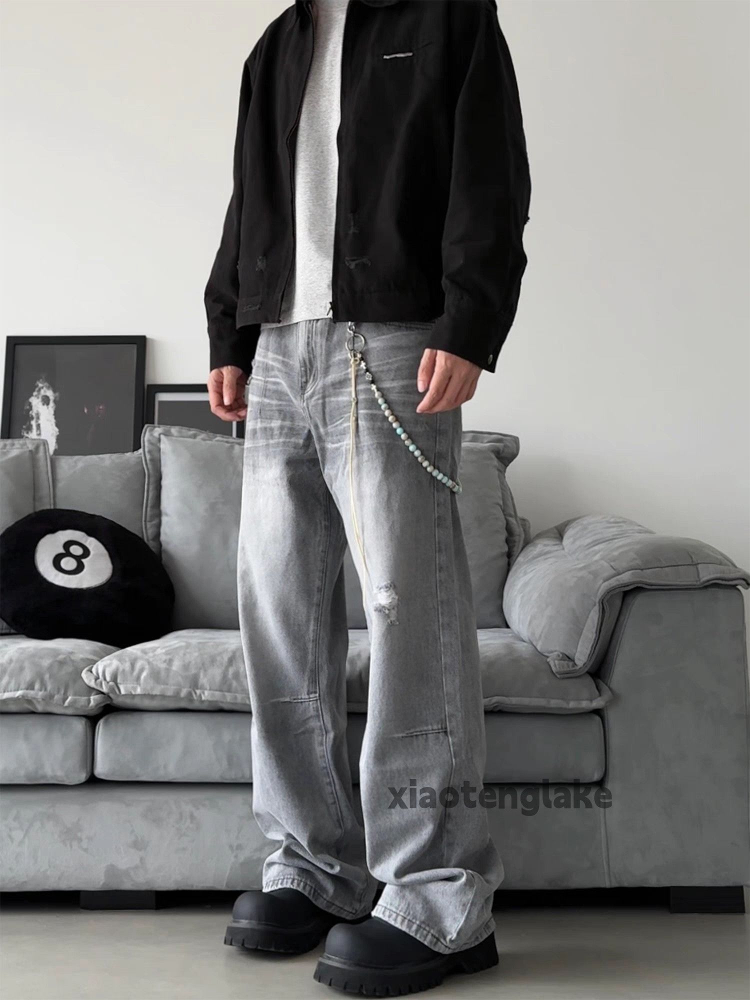 Jean × Vintage washed faded cleanfit yuppie loose baggy pattern jeans Size US 32 / EU 48 - 1 Thumbnail