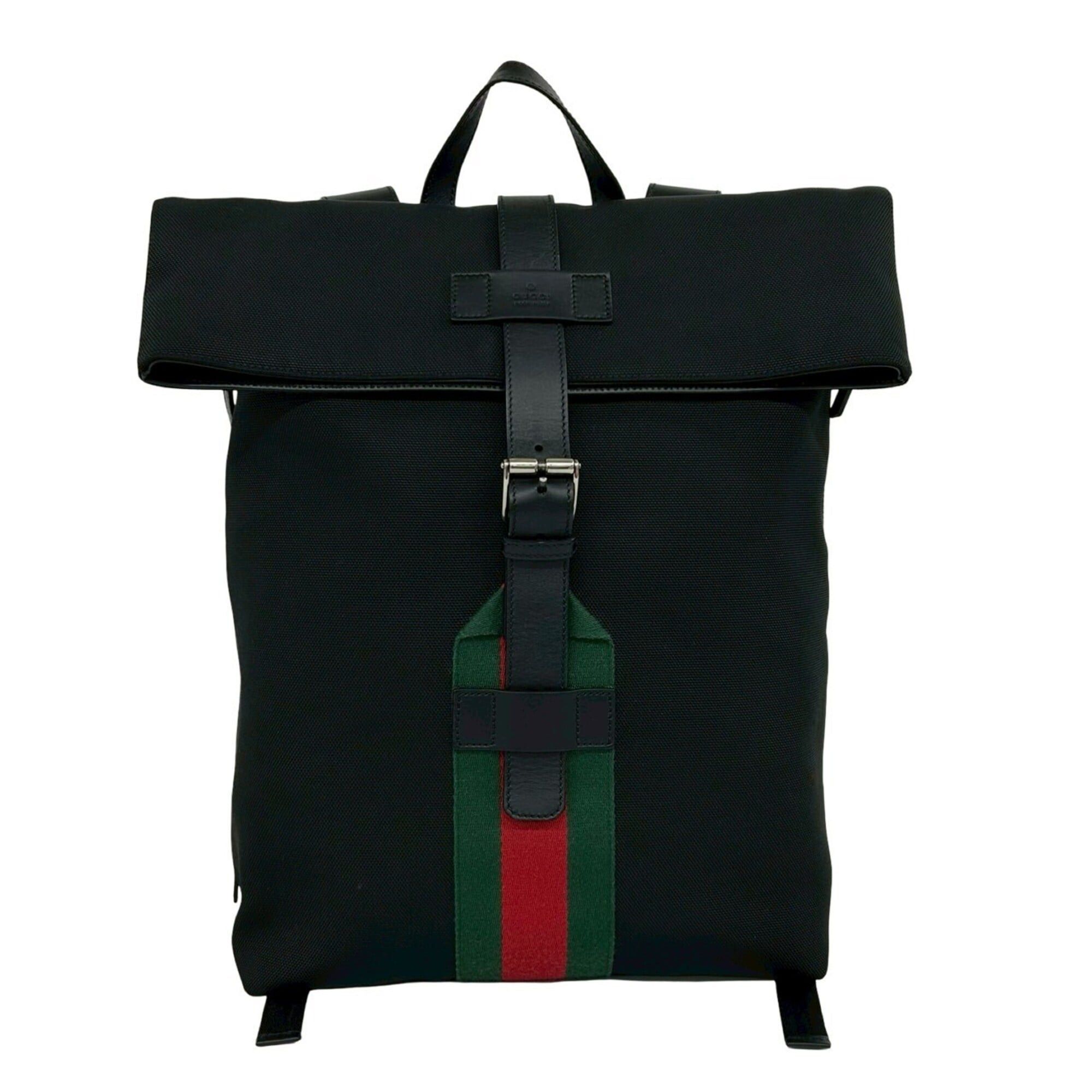 Gucci GUCCI Sherry Line Web Canvas Leather Backpack Daypack Black 18341 Size ONE SIZE - 1 Thumbnail