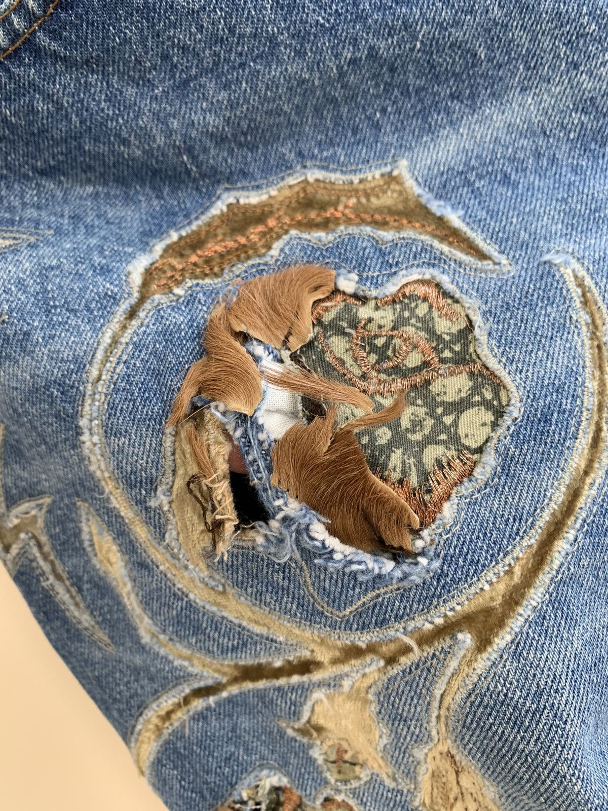 Roberto Cavalli Vintage Roberto Cavalli Blue Embroidered Flowers Denim Jeans Size US 32 / EU 48 - 8 Thumbnail