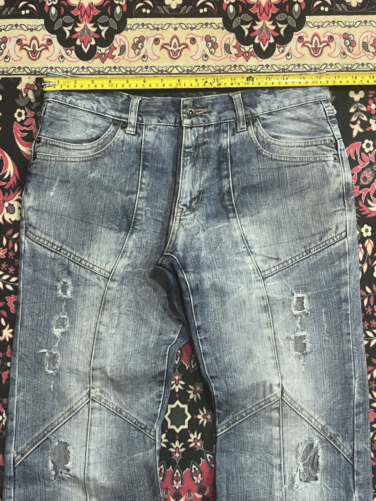 semanticdesign Semantic Design Light Blue Panel Distressed Flare Jeans Size US 32 / EU 48 - 11 Thumbnail