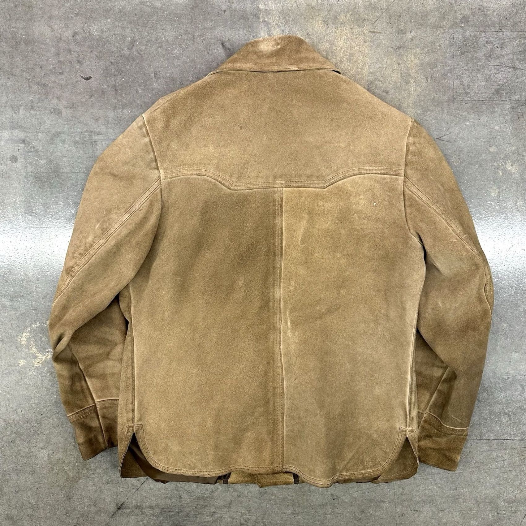 Sears VINTAGE Sears Jacket Mens Size 38 Brown Leather Suede Snap Button Western Workwear 80s 70s Size US XXS / EU 40 - 7 Thumbnail