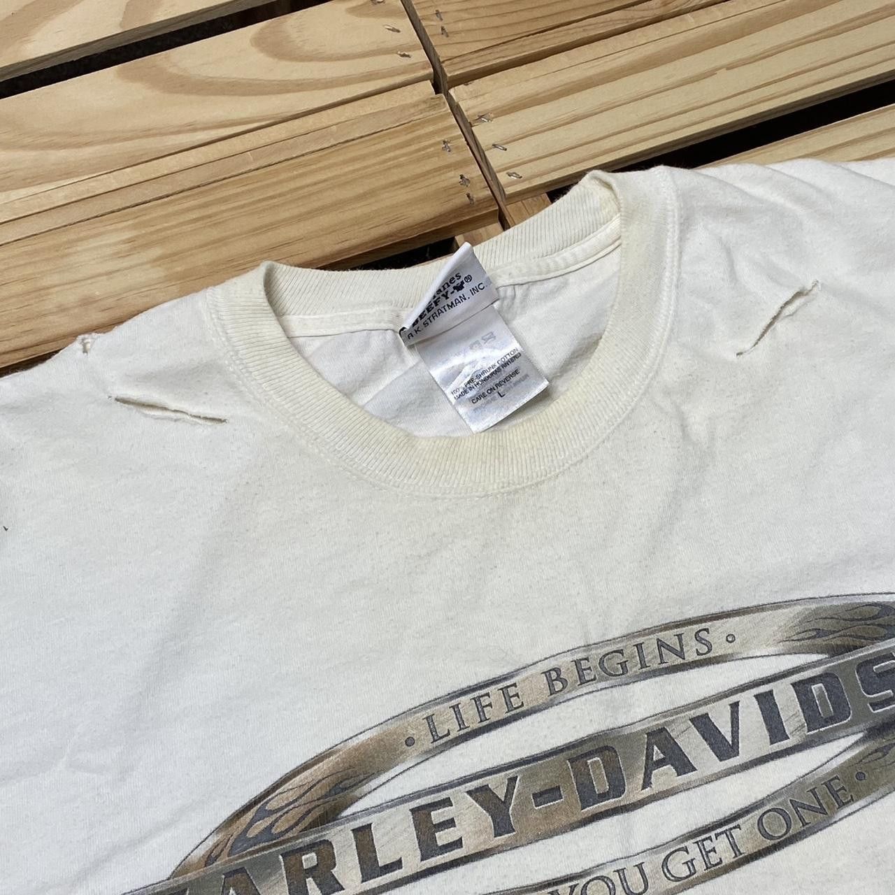 Harley Davidson Harley Davidson TX 2010 White Thrashed Biker Tee Size Large Size US L / EU 52-54 / 3 - 3 Thumbnail