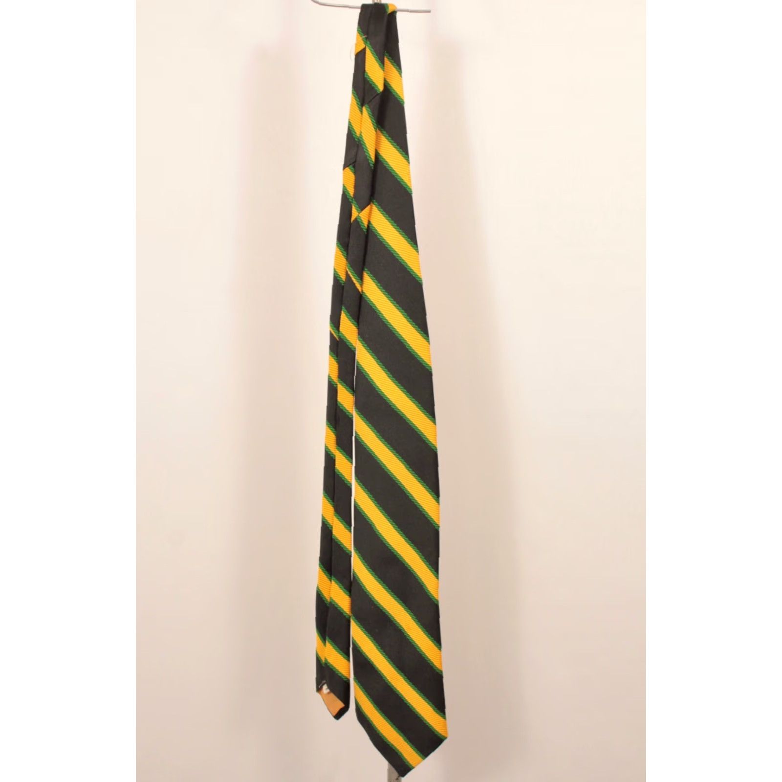 Vintage VINTAGE James Davis 70s Tie Neck Tie Men's NOS Black & Yellow Striped Pattern Wide 61" Nylon Geometric Mens Size ONE SIZE - 7 Thumbnail