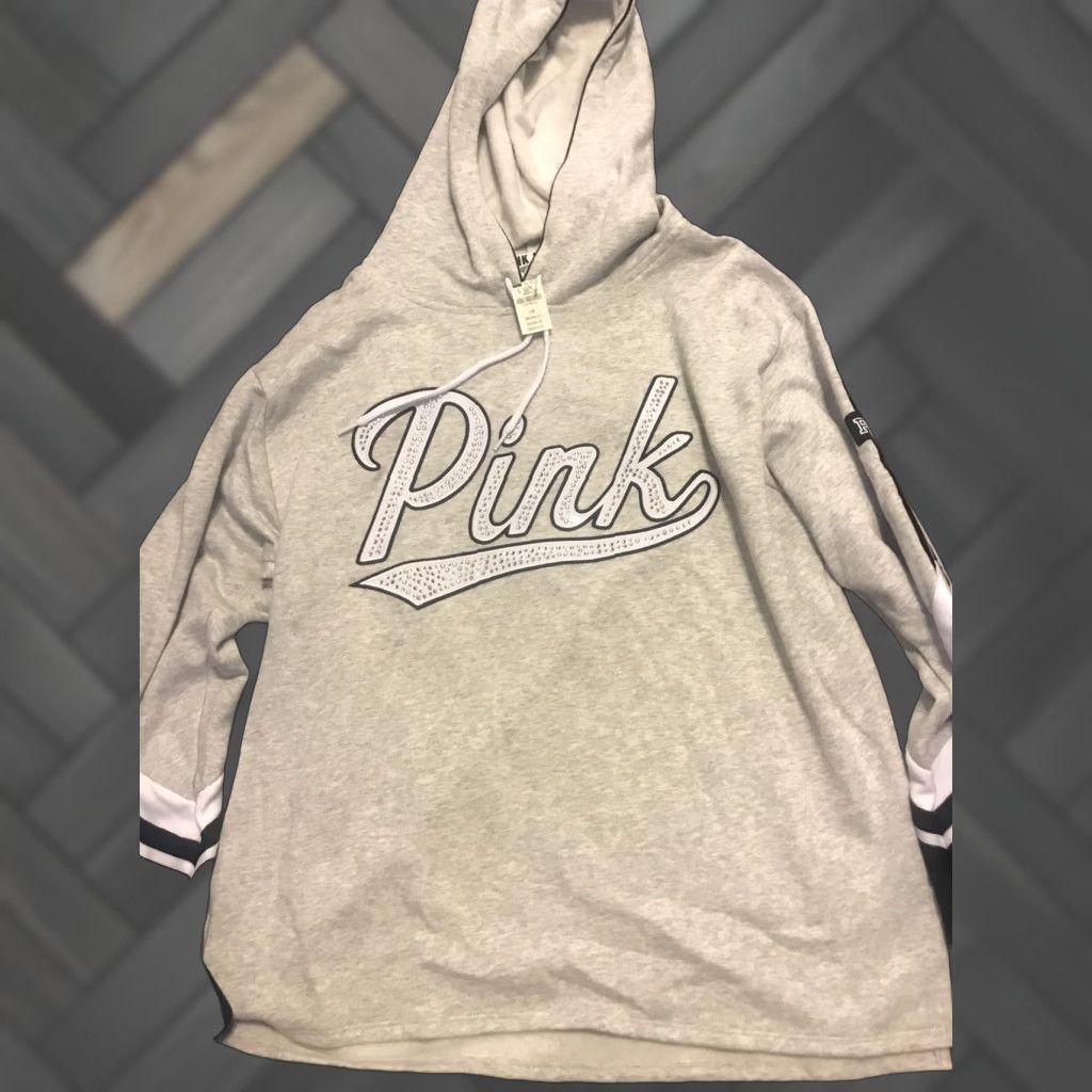 Pinko Victoria’s Secret PINK Logo Gray Hoodie Sweatshirt L Size L / US 10 / IT 46 - 1 Thumbnail