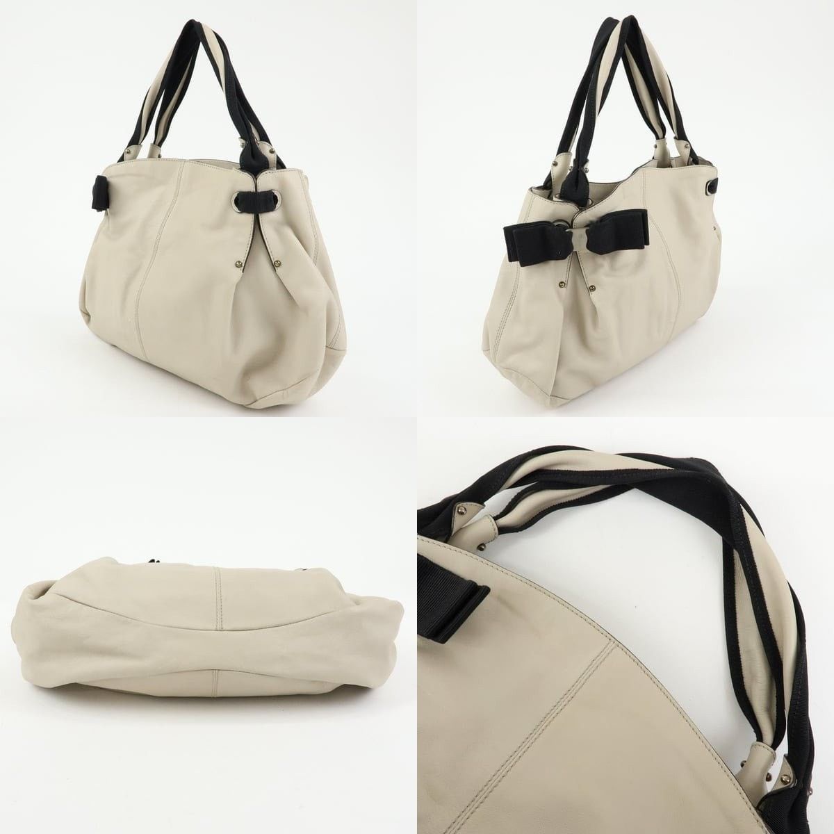 Salvatore Ferragamo Ferragamo Vara Ribbon Calfskin Shoulder Bag Beige Size ONE SIZE - 3 Thumbnail