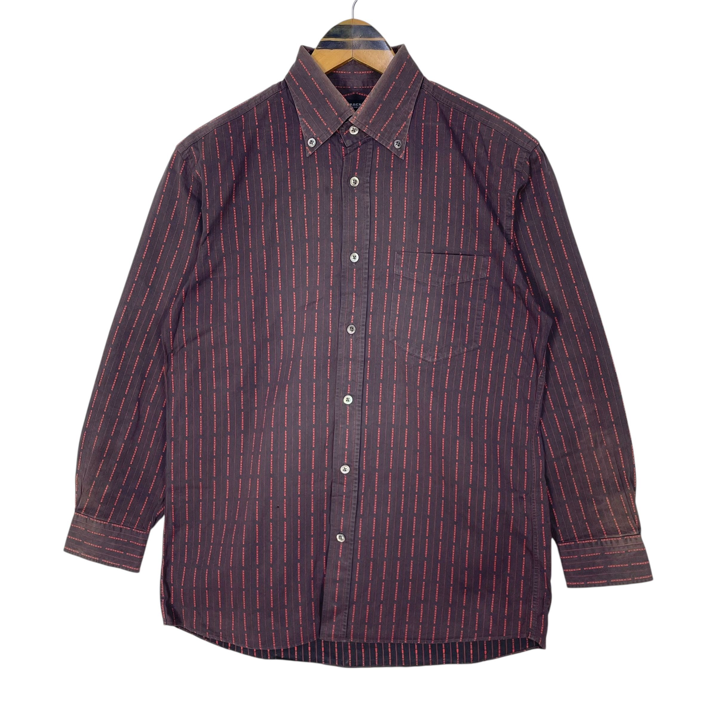 Burberry Vintage Burberry London Monogram Button Up Canvas Shirt Size US M / EU 48-50 / 2 - 1 Thumbnail
