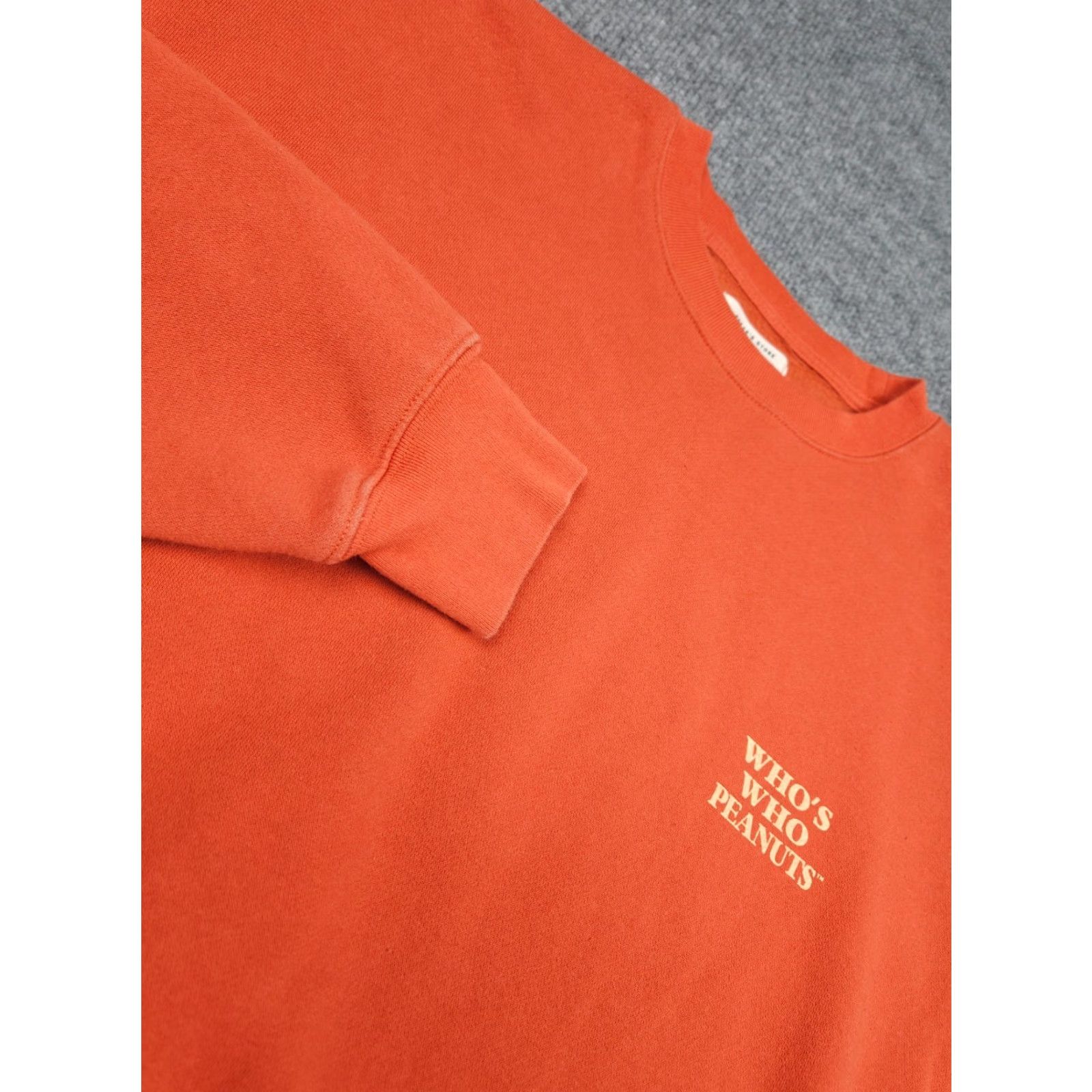 Peanuts FREAK'S STORE Peanuts Sweater Sweatshirt Orange Graphic Crew Neck Unisex Adults 2XL One Size Relaxed Knit Pullover Shirt Size XXL / US 16-18 / IT 52-54 - 2 Thumbnail