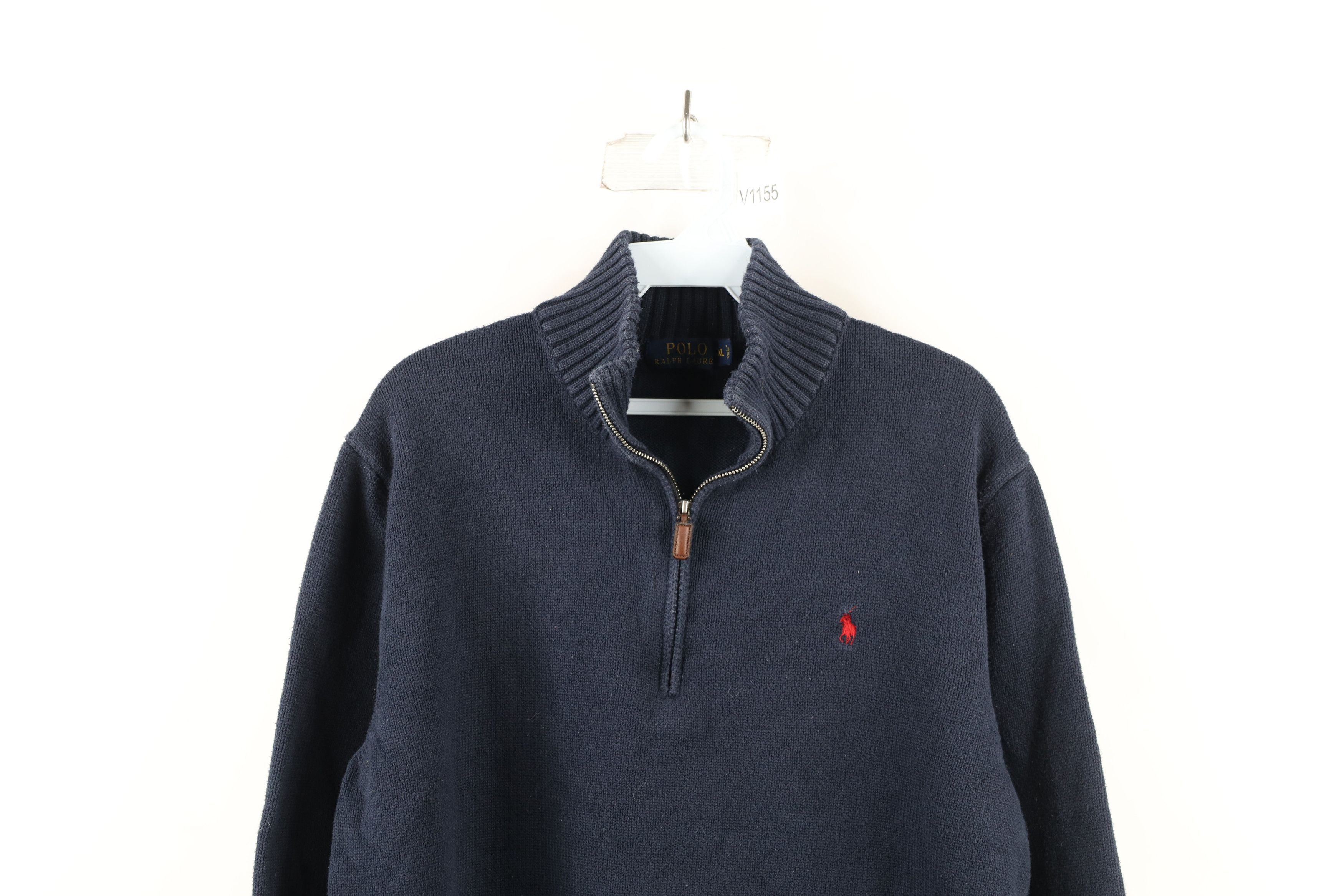 Ralph Lauren × Vintage Vintage Ralph Lauren Knit Half Zip Pullover Sweater Blue Size US XL / EU 56 / 4 - 2 Thumbnail