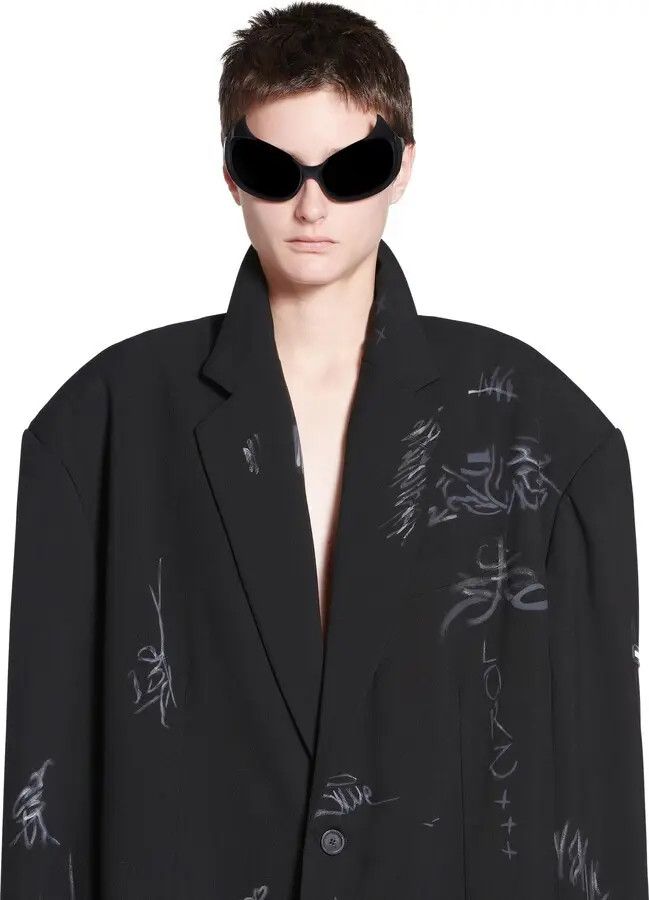 Balenciaga o1la1rc1a0325 Graffiti Skater Tailored Jacket in Black Size US M / EU 48-50 / 2 - 6 Thumbnail