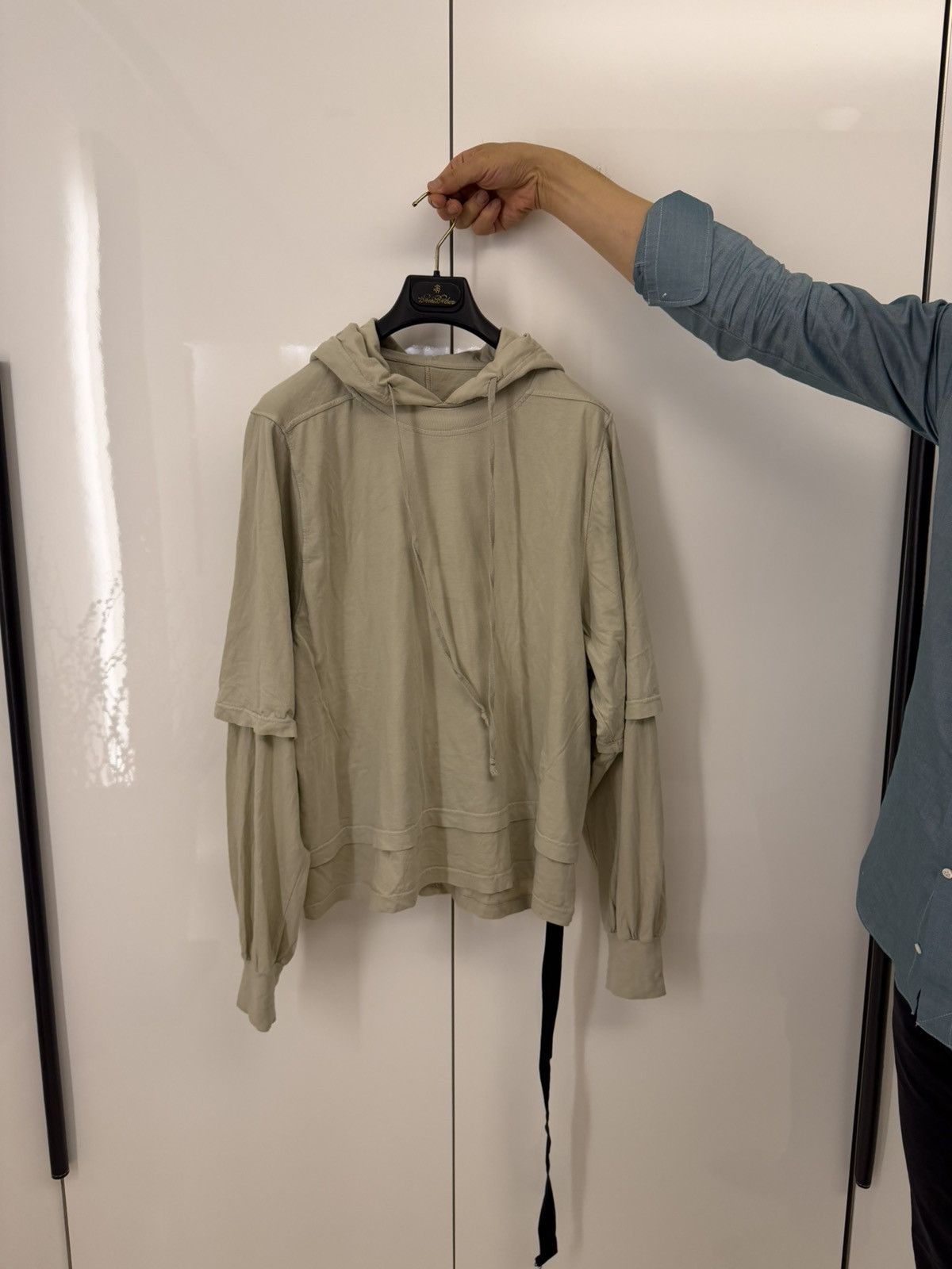 Rick Owens Drkshdw Rick Owens Drkshdw Beige Organic Cotton Hustler Hoodie Size ONE SIZE - 1 Thumbnail