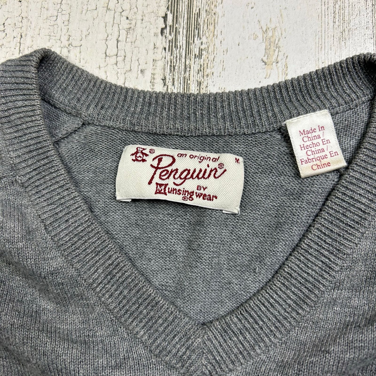 Original Penguin Original Penguin Gray Men's V-neck Sweater Size US M / EU 48-50 / 2 - 3 Thumbnail